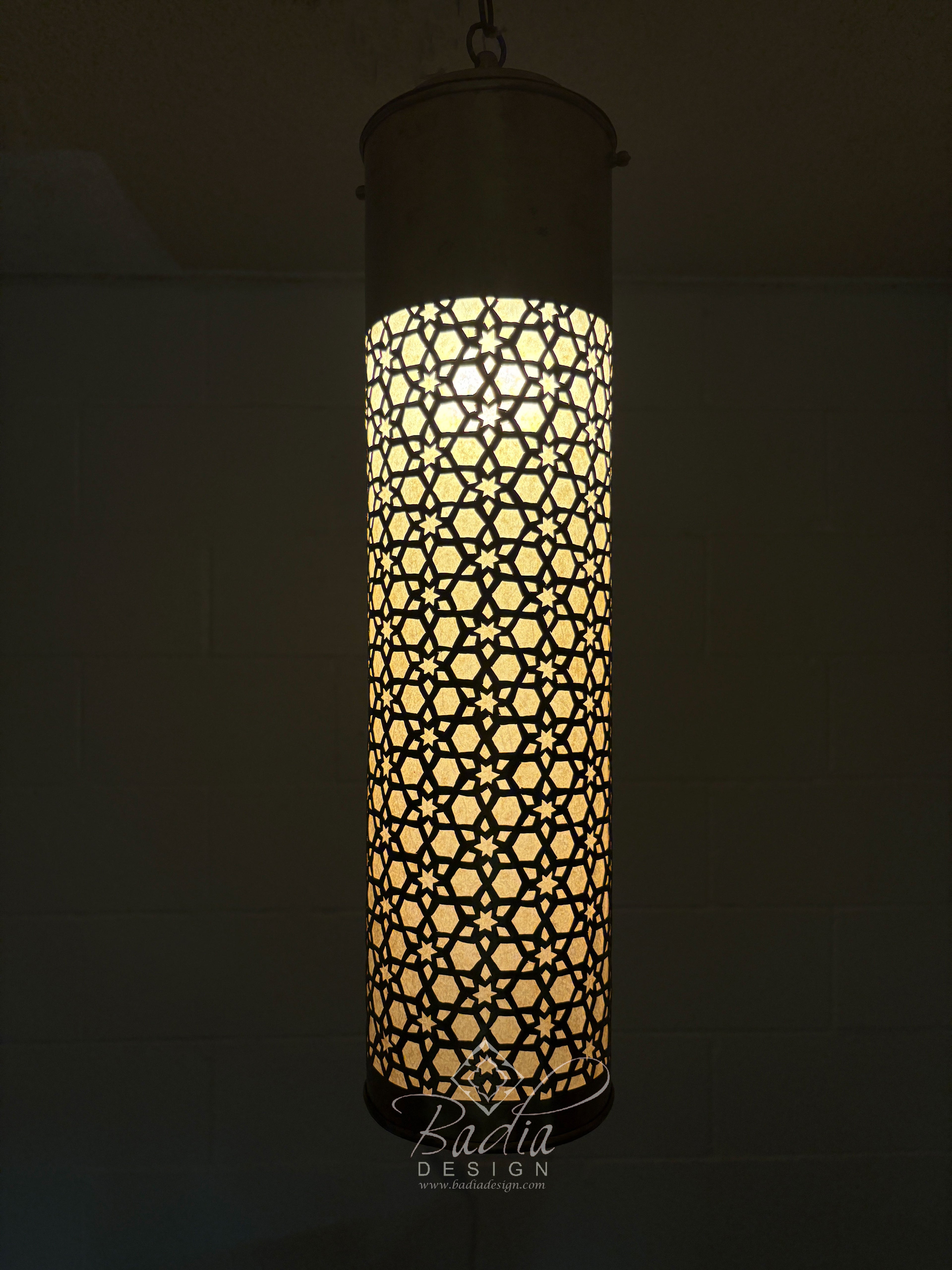 Tall Brass Cylindrical Shaped Light Fixture