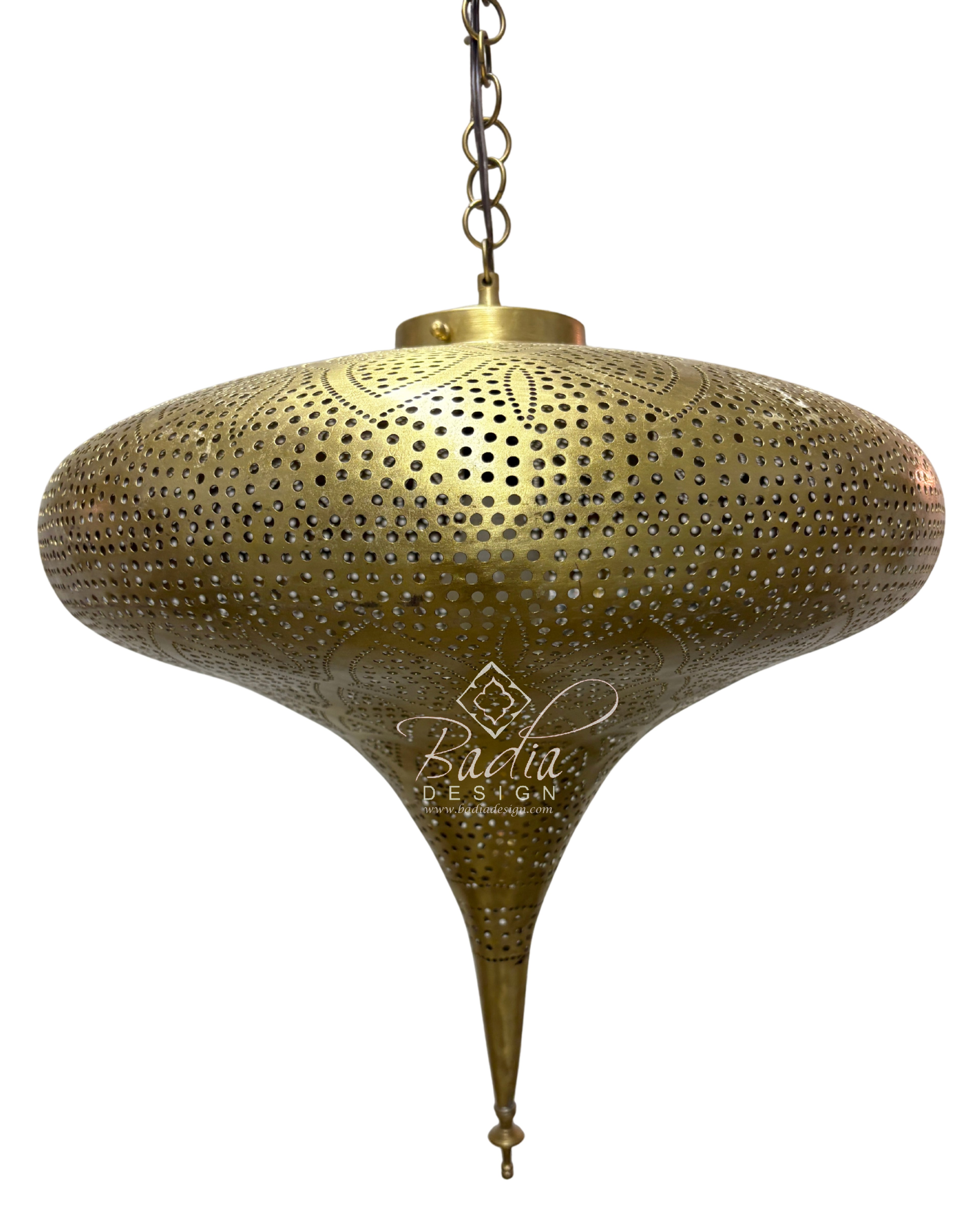 Teardrop Shaped Hanging Brass Lantern