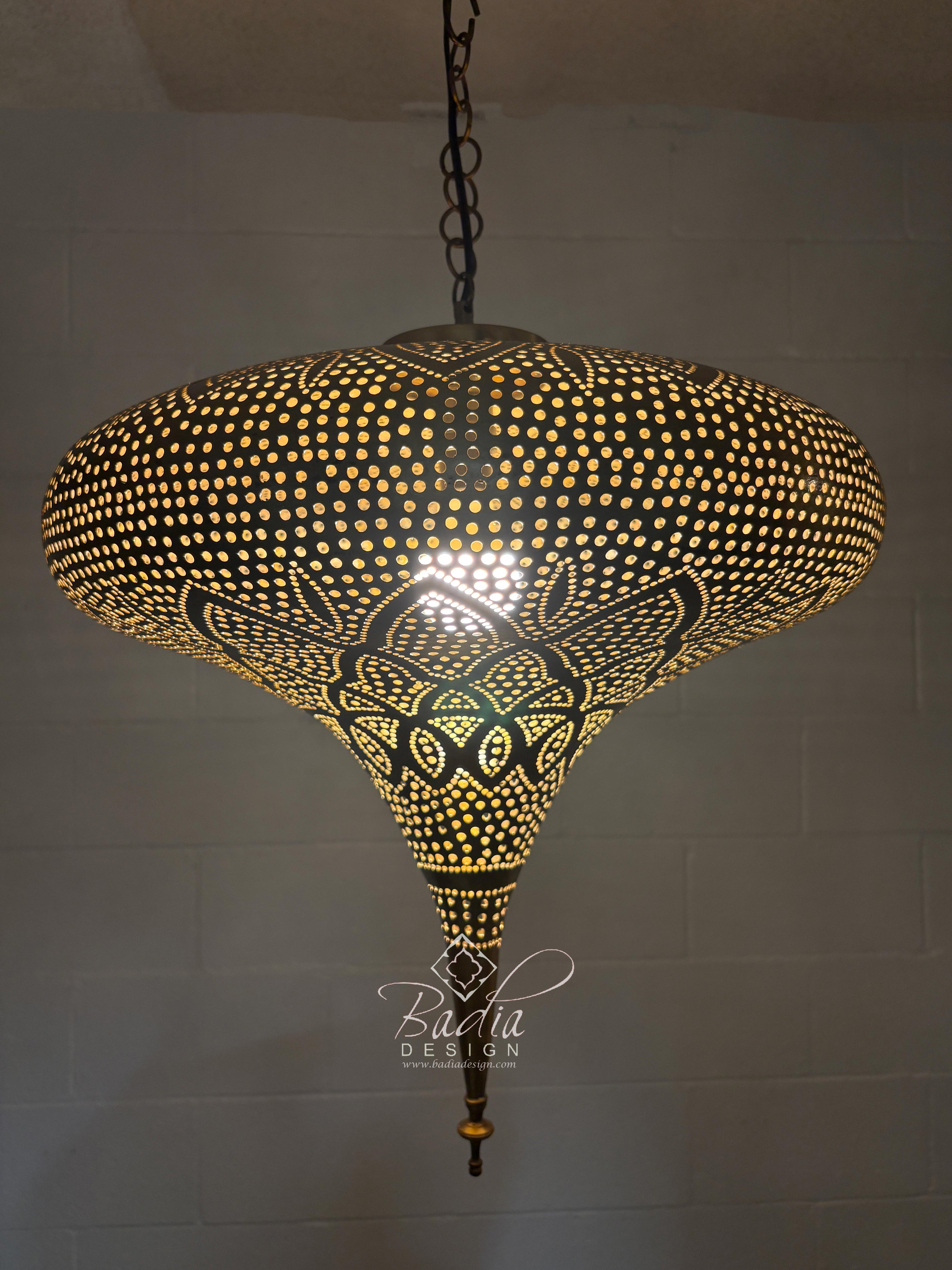 Teardrop Shaped Hanging Brass Lantern
