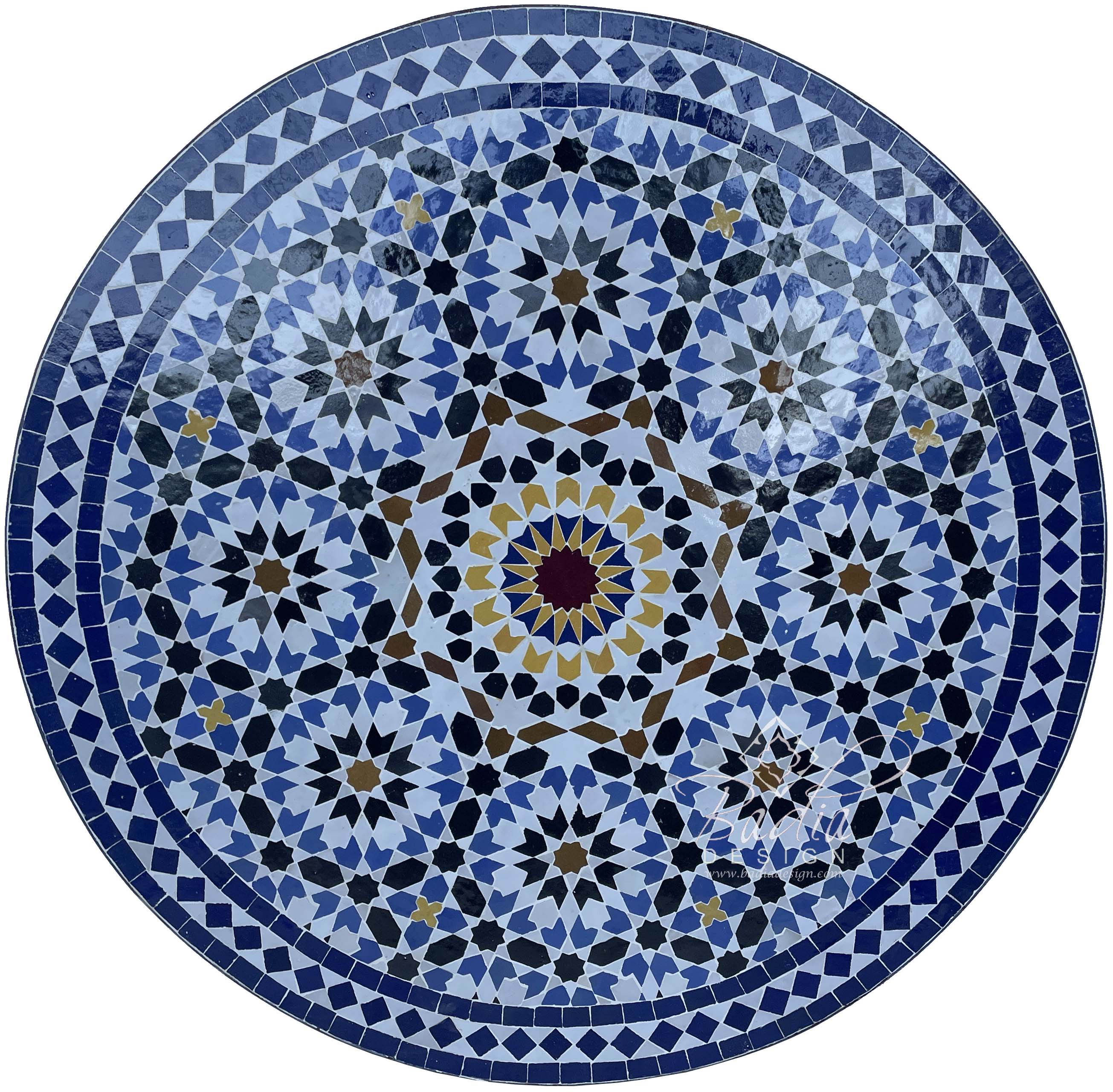 32" Intricately Designed Ceramic Tile Table Top