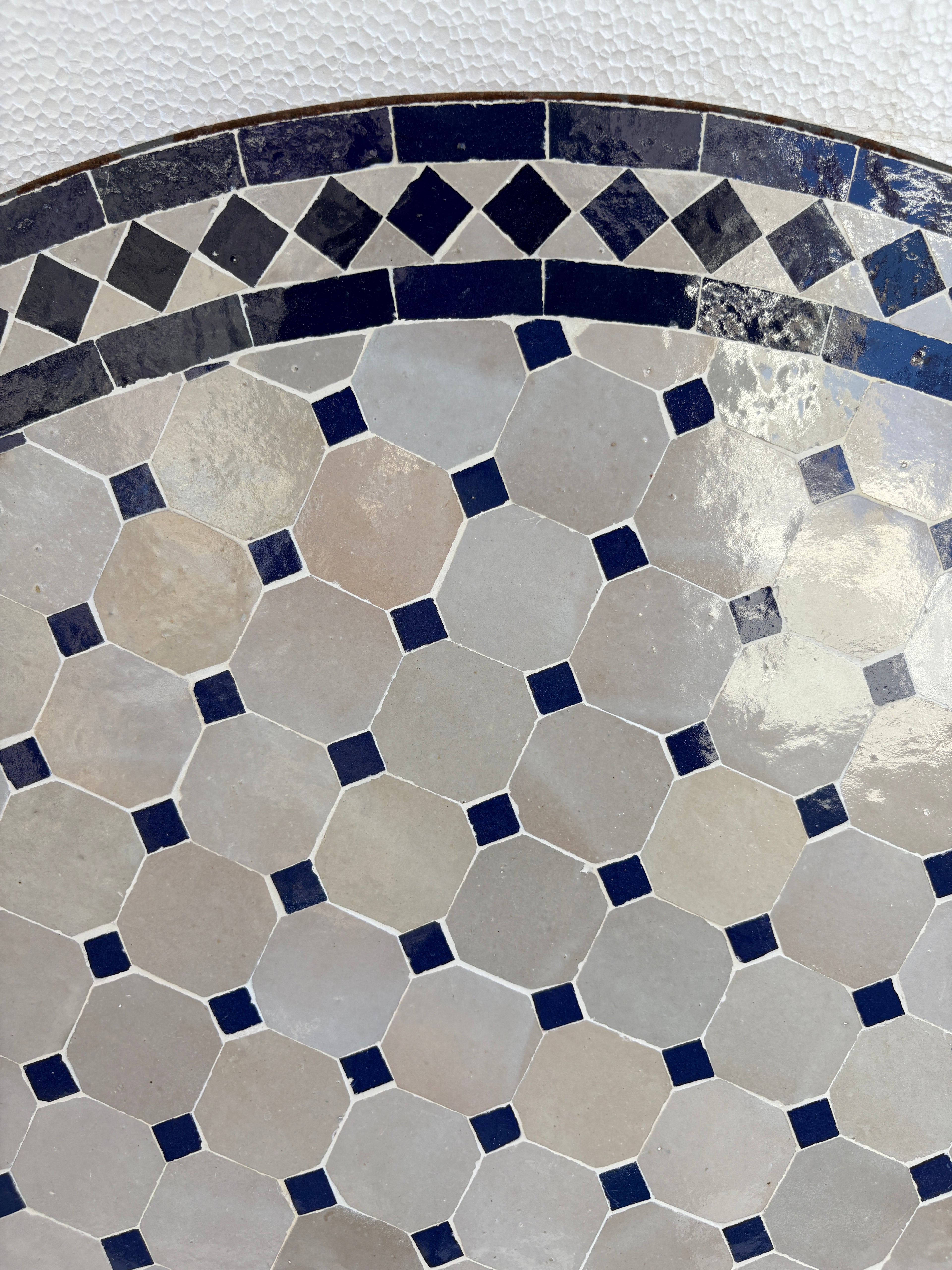 36" Moroccan Blue and Beige Tile Table Top