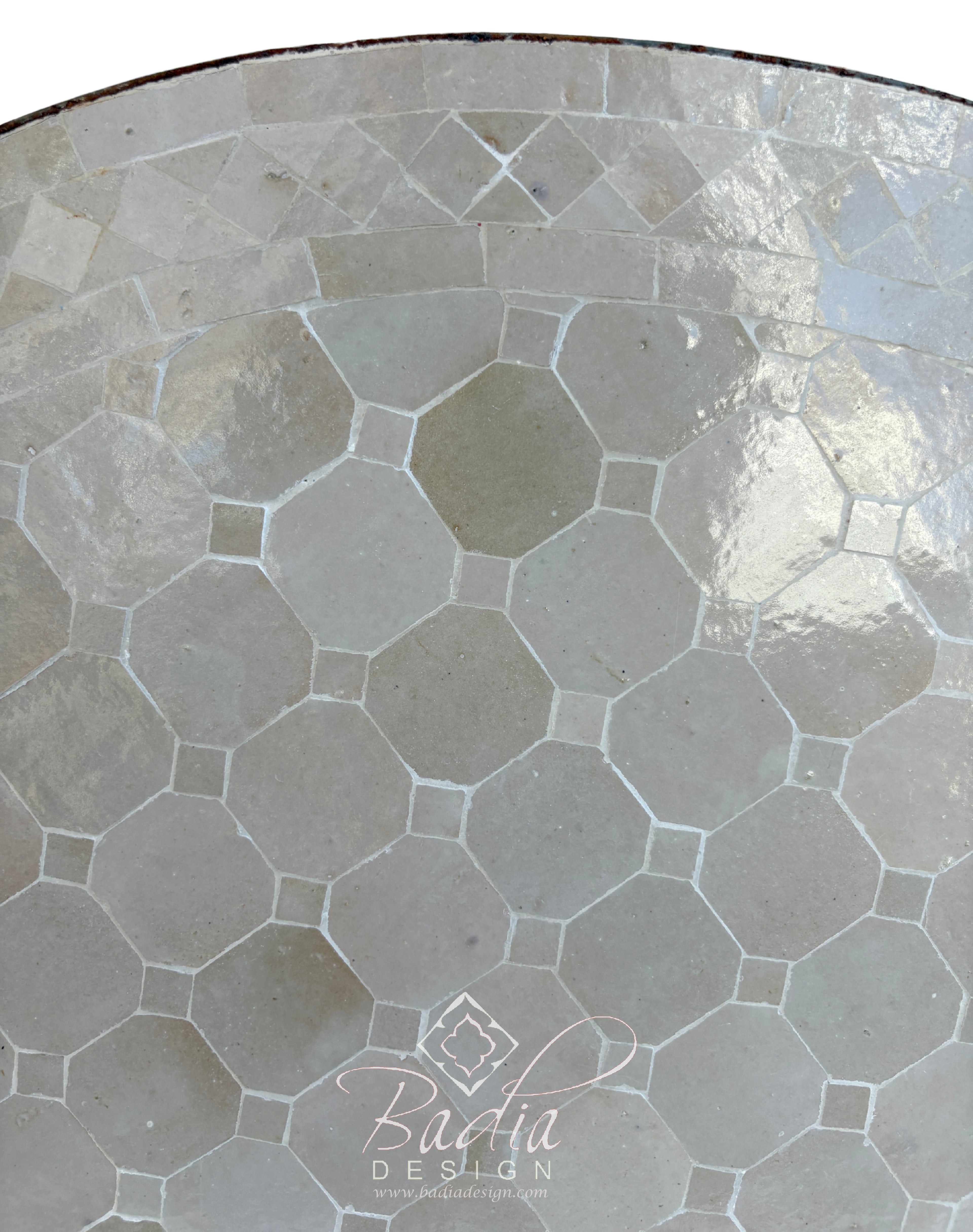 36" Beige Round Tile Table Top