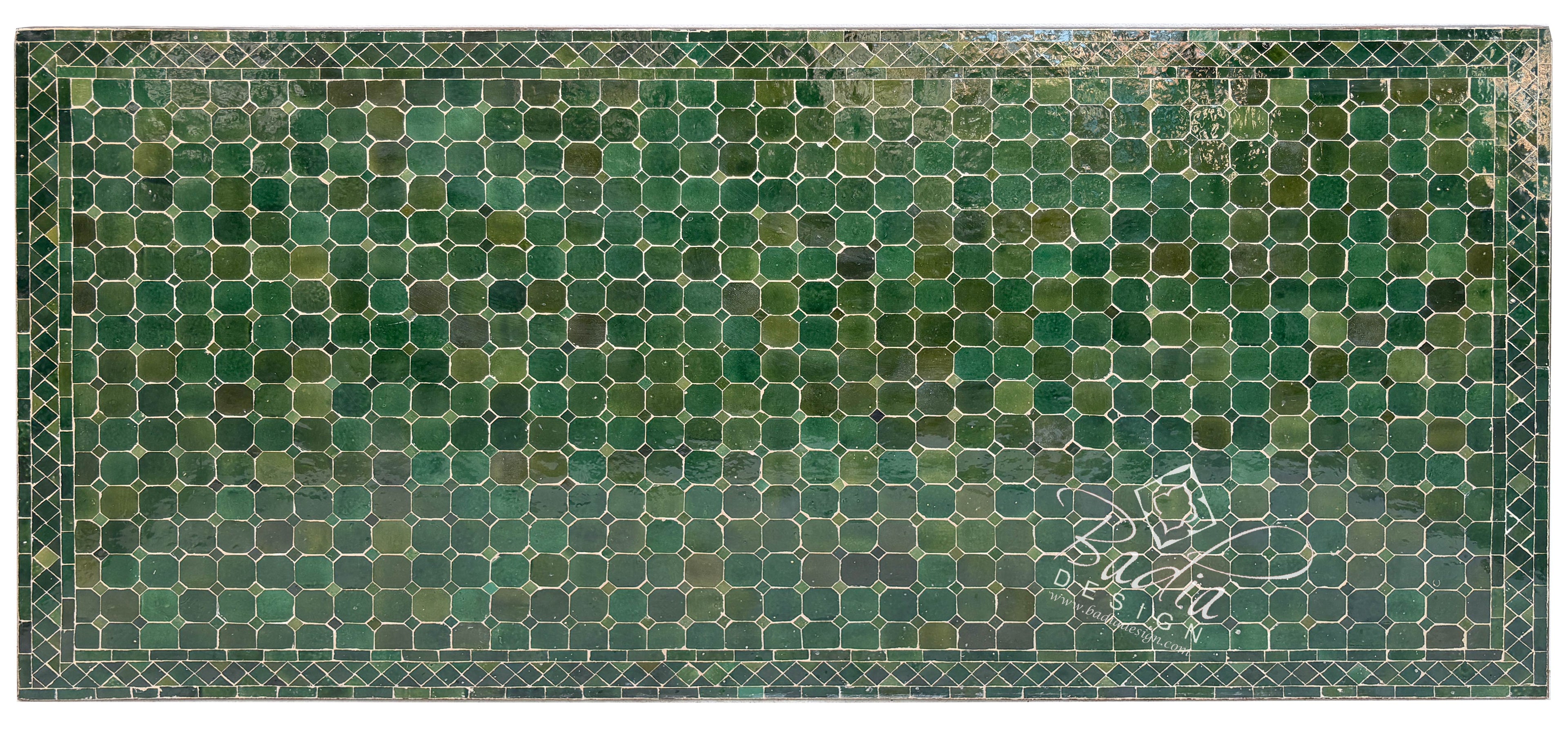40"W x 80"L Emerald Green Rectangular Tile Table Top