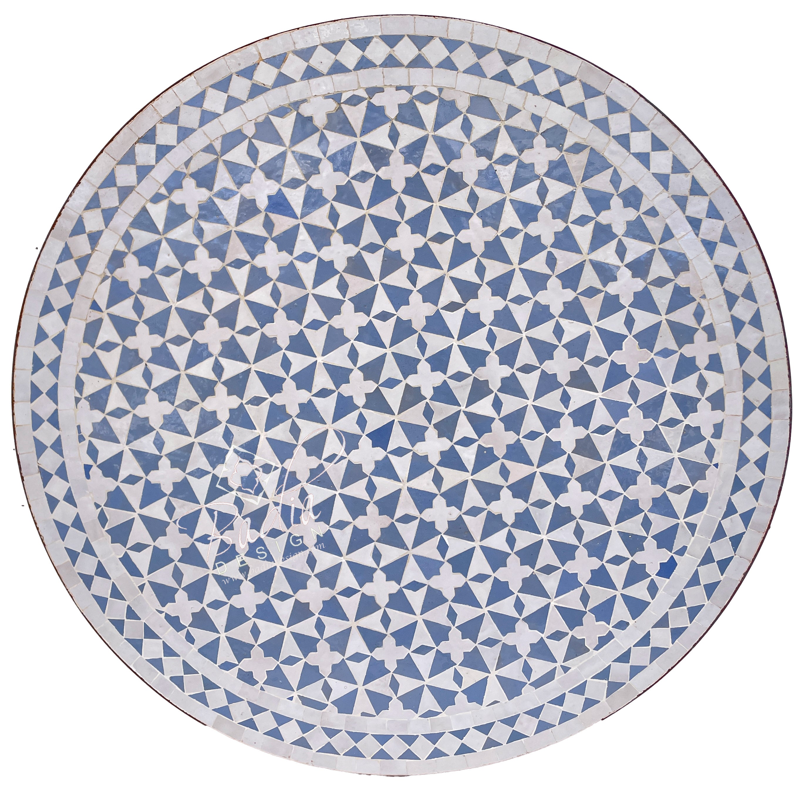 32" Blue and White Ceramic Tile Table Top