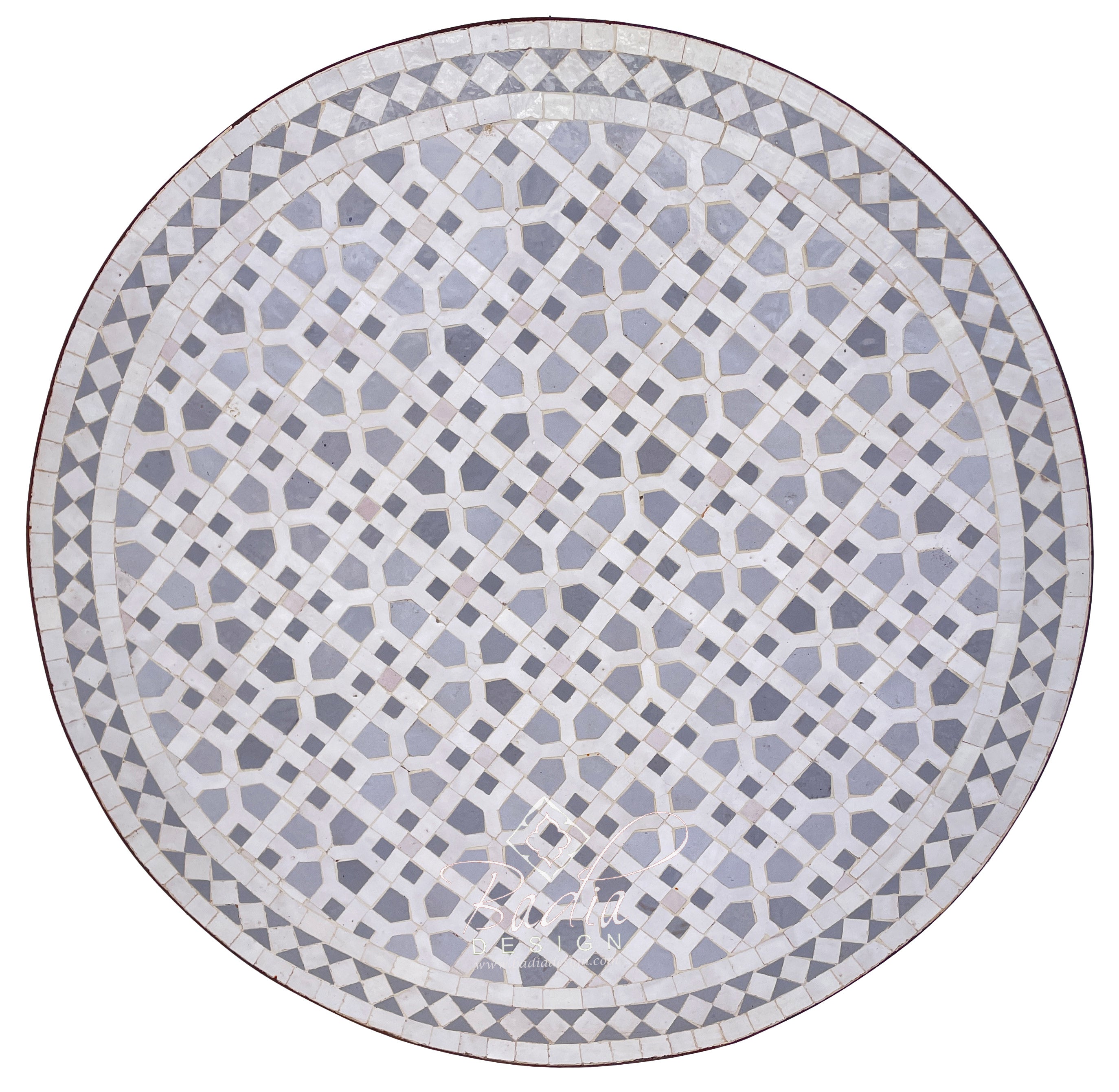 32" White and Gray Ceramic Tile Table Top