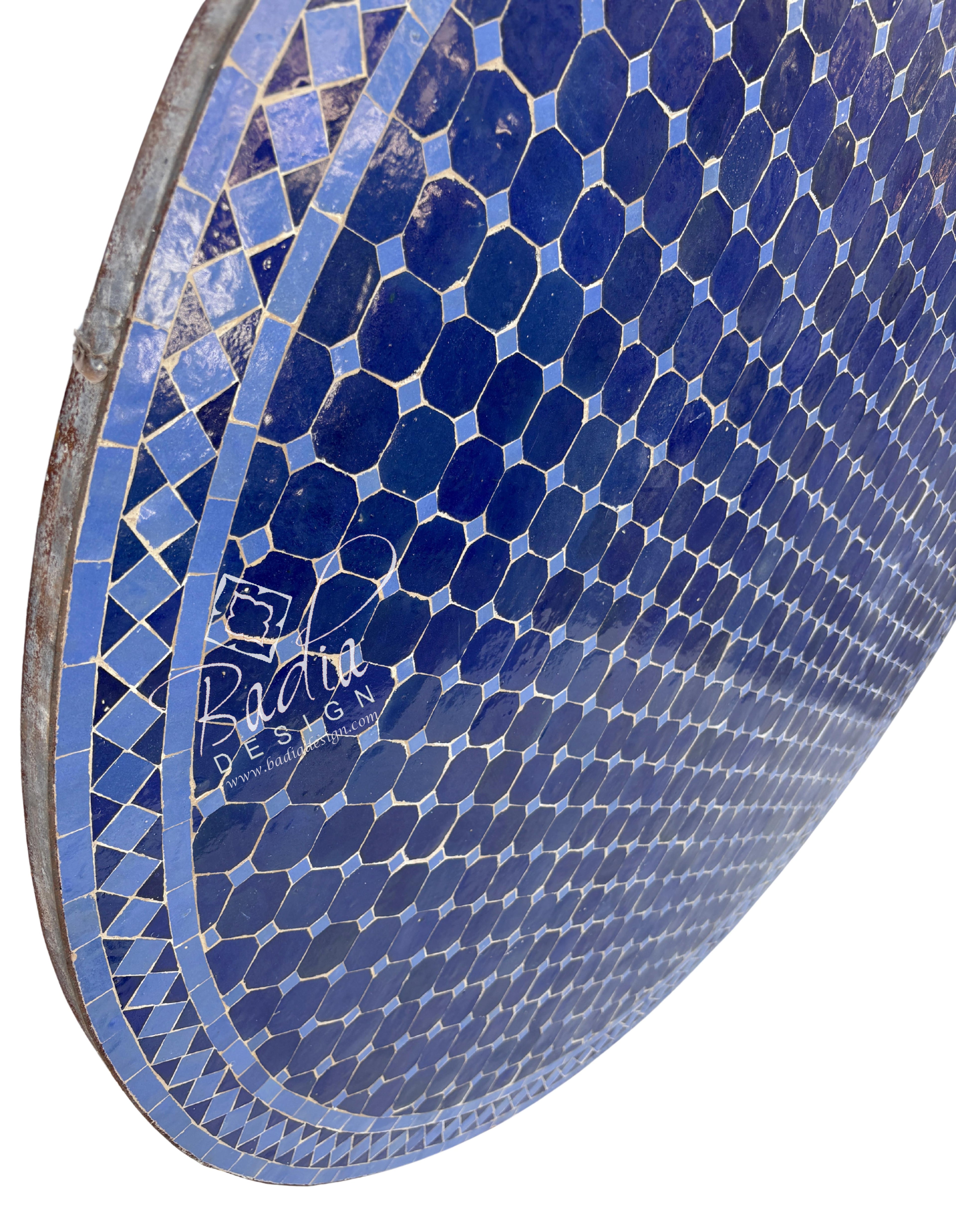 60" Blue Moroccan Mosaic Tile Table Top