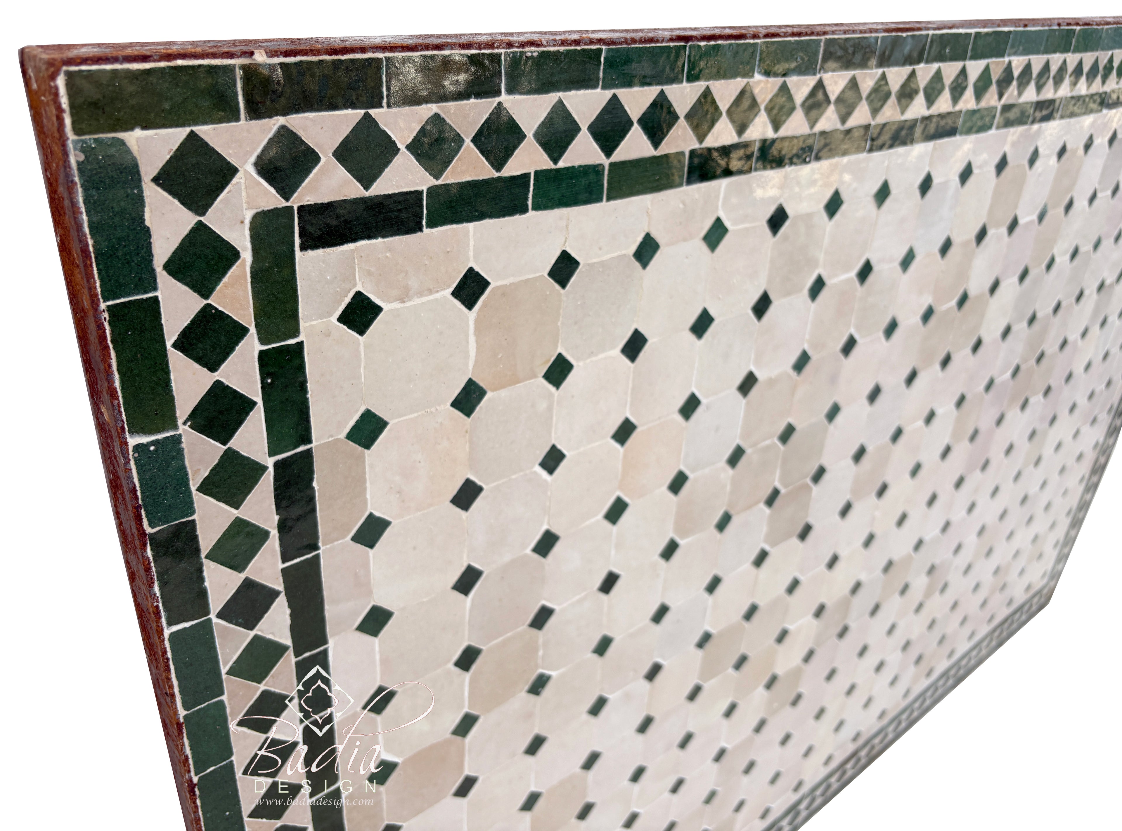32"W x 48"L Rectangular Green and Beige Tile Table Top