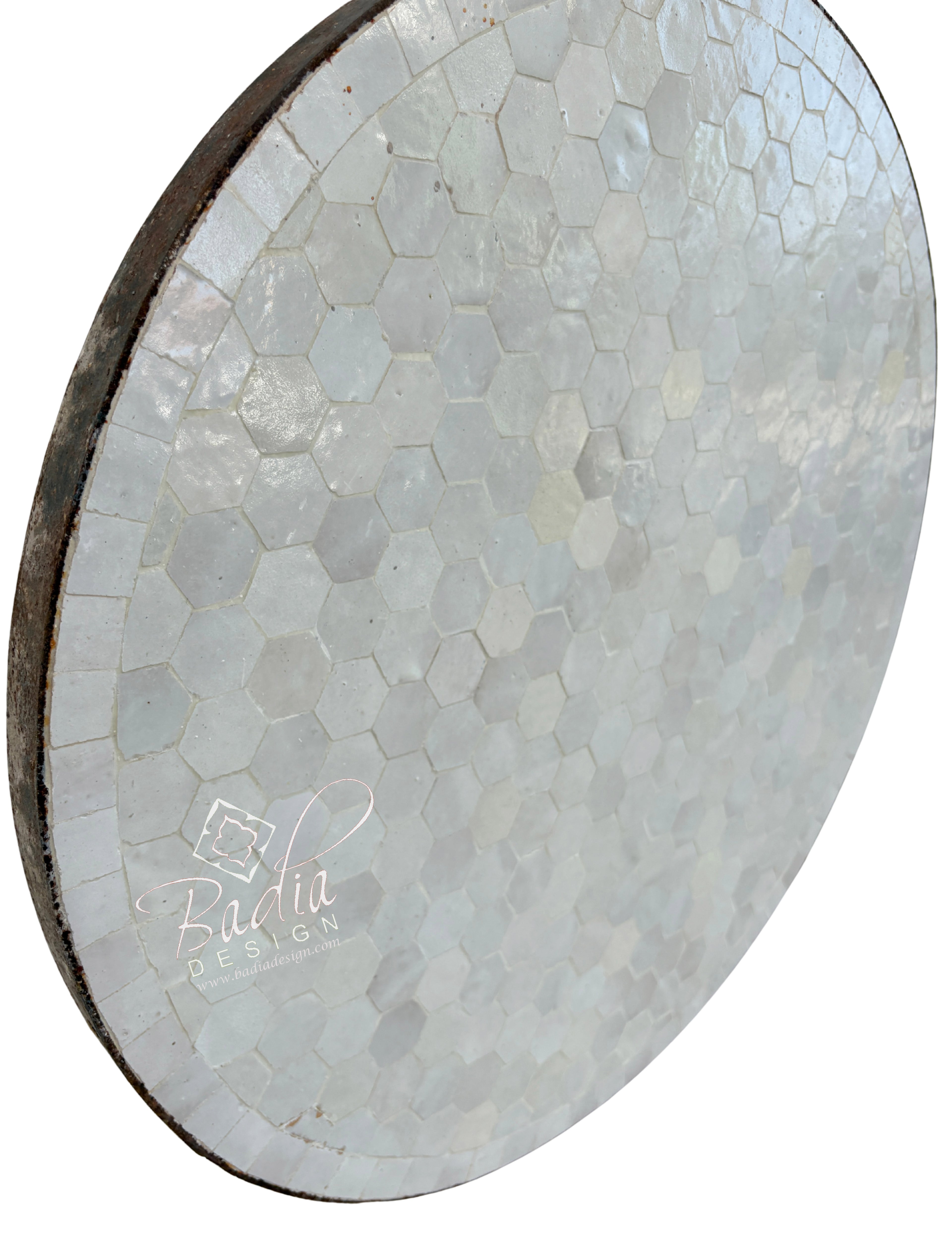 24" Round Off-White Tile Table Top