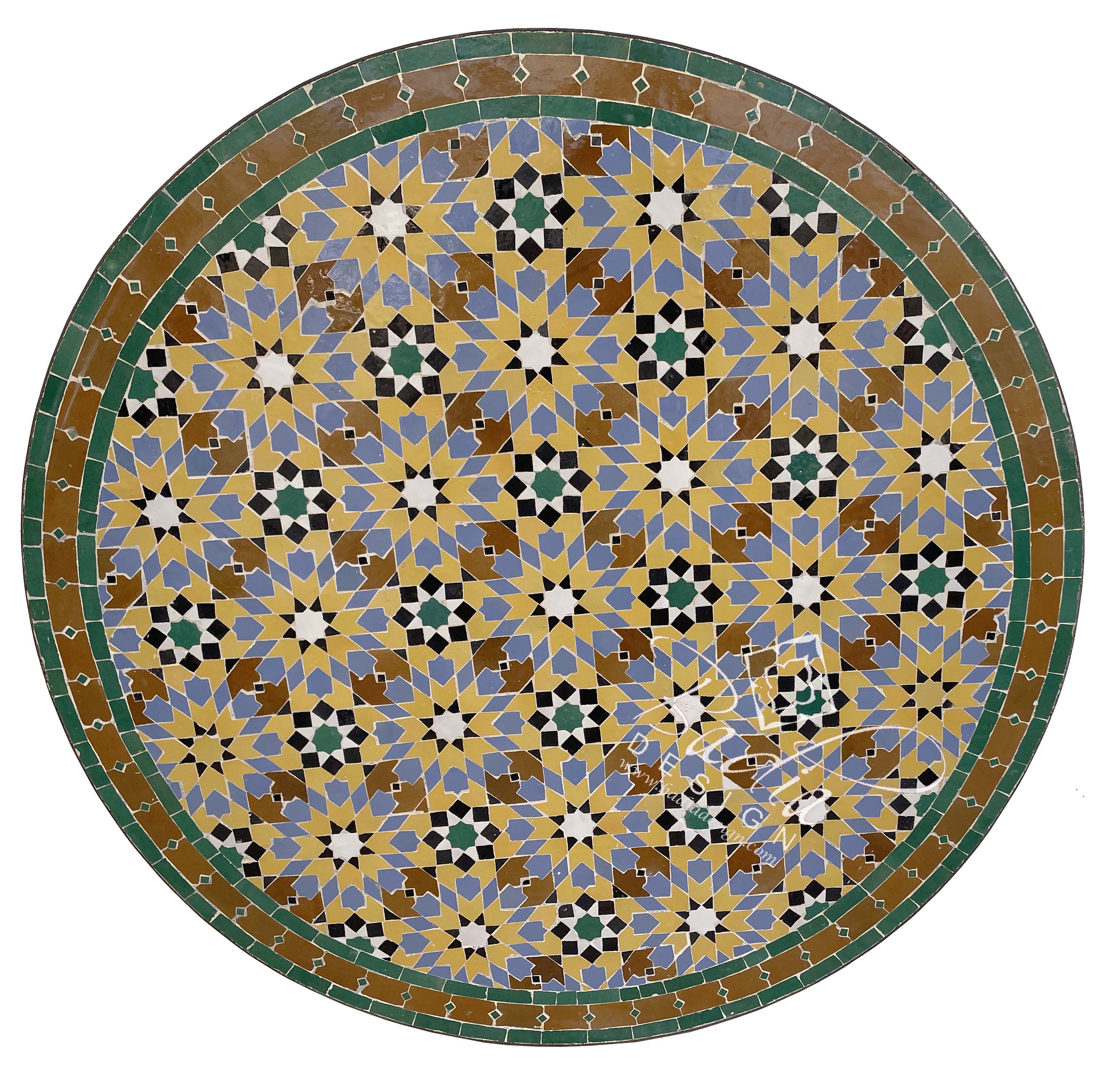 39" Round Moroccan Mosaic Tile Table Top