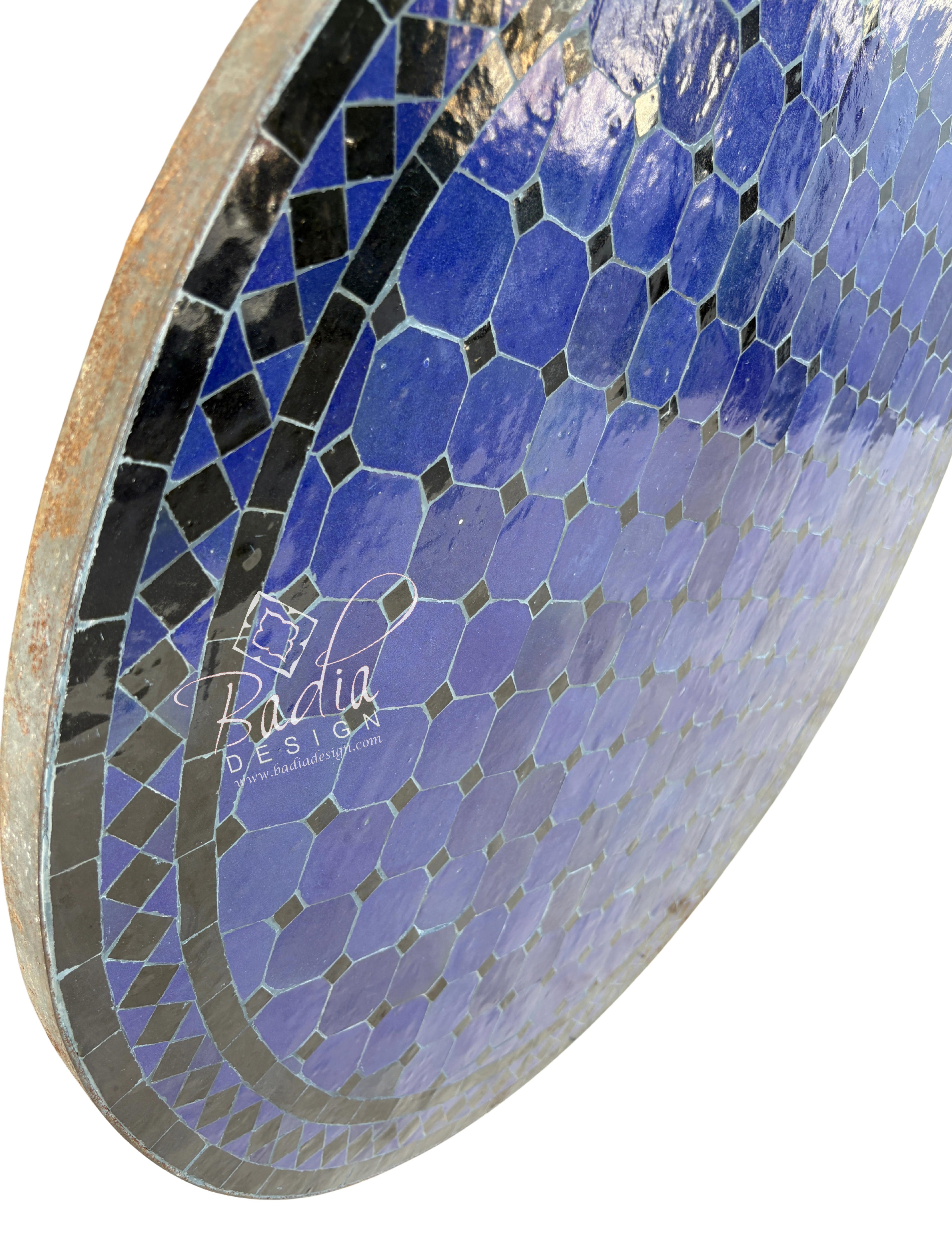 36" Dark Blue Mosaic Tile Table Top
