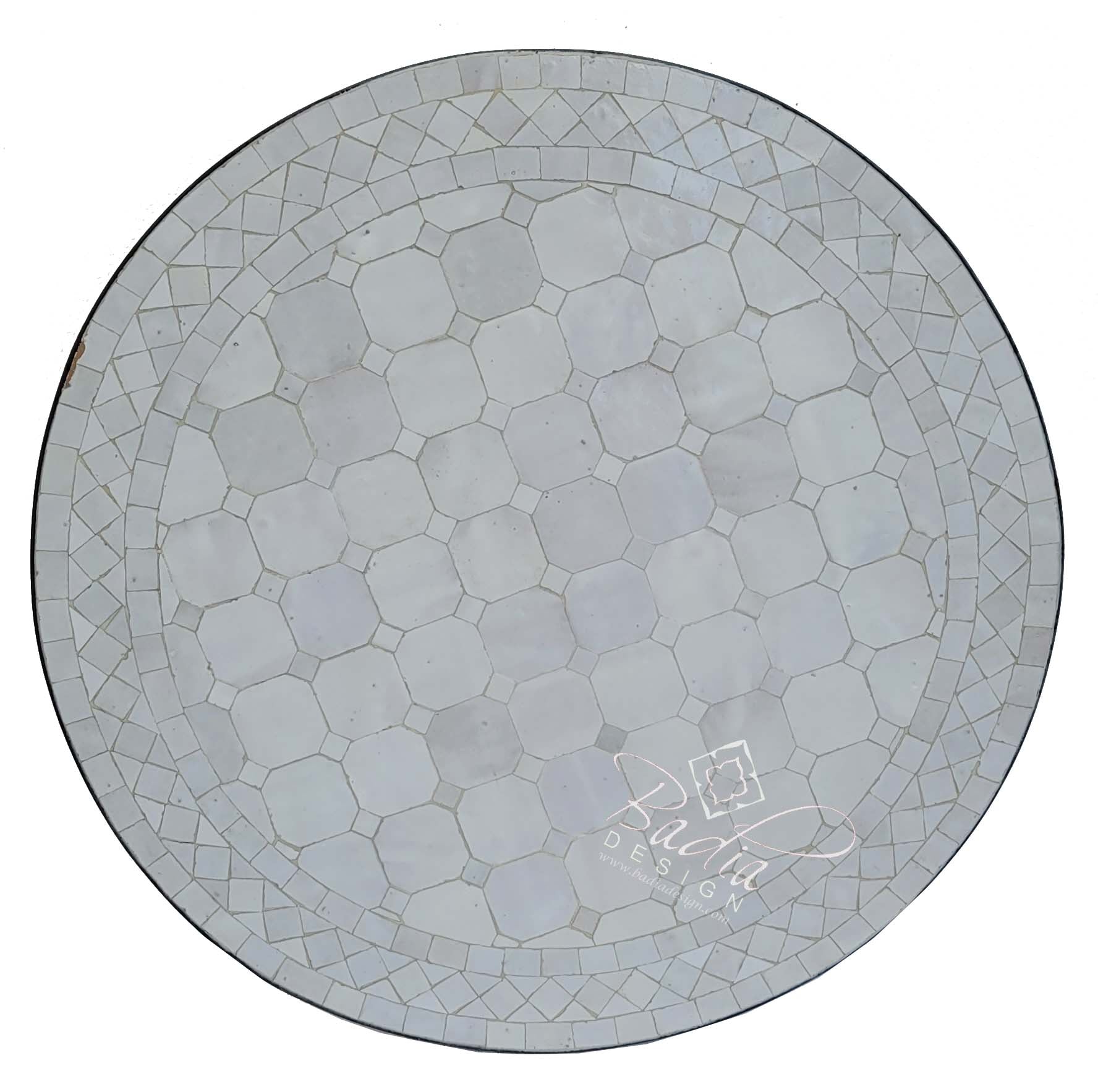 24" White Round Tile Table Top
