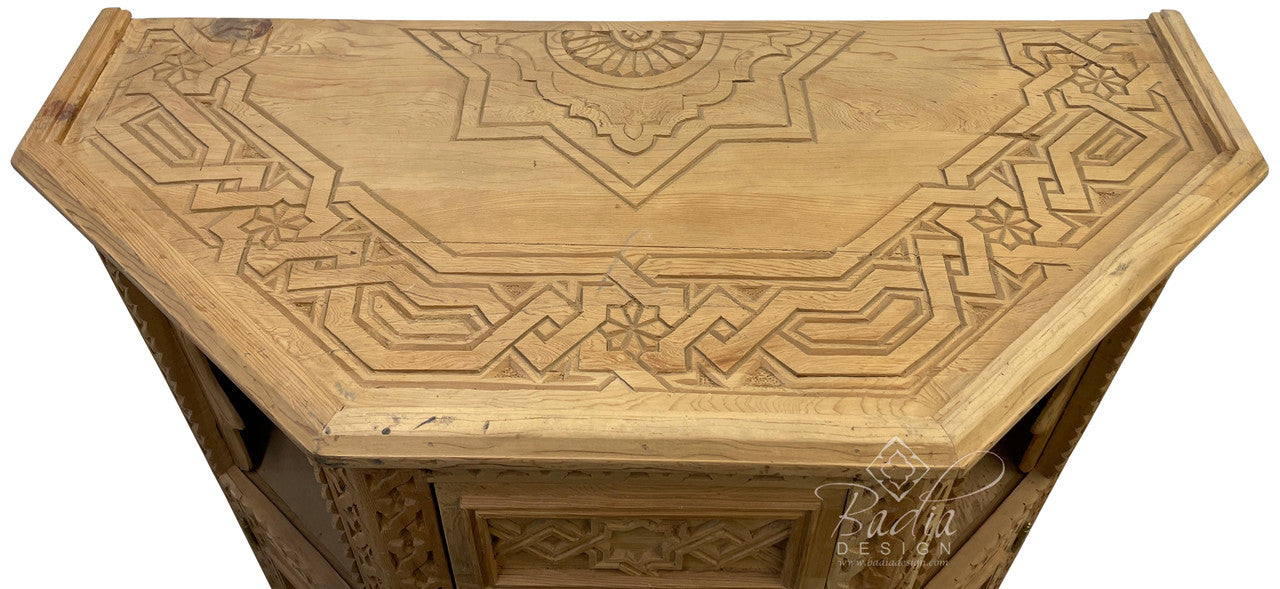 Moroccan Vintage Cedar Carved Cabinet