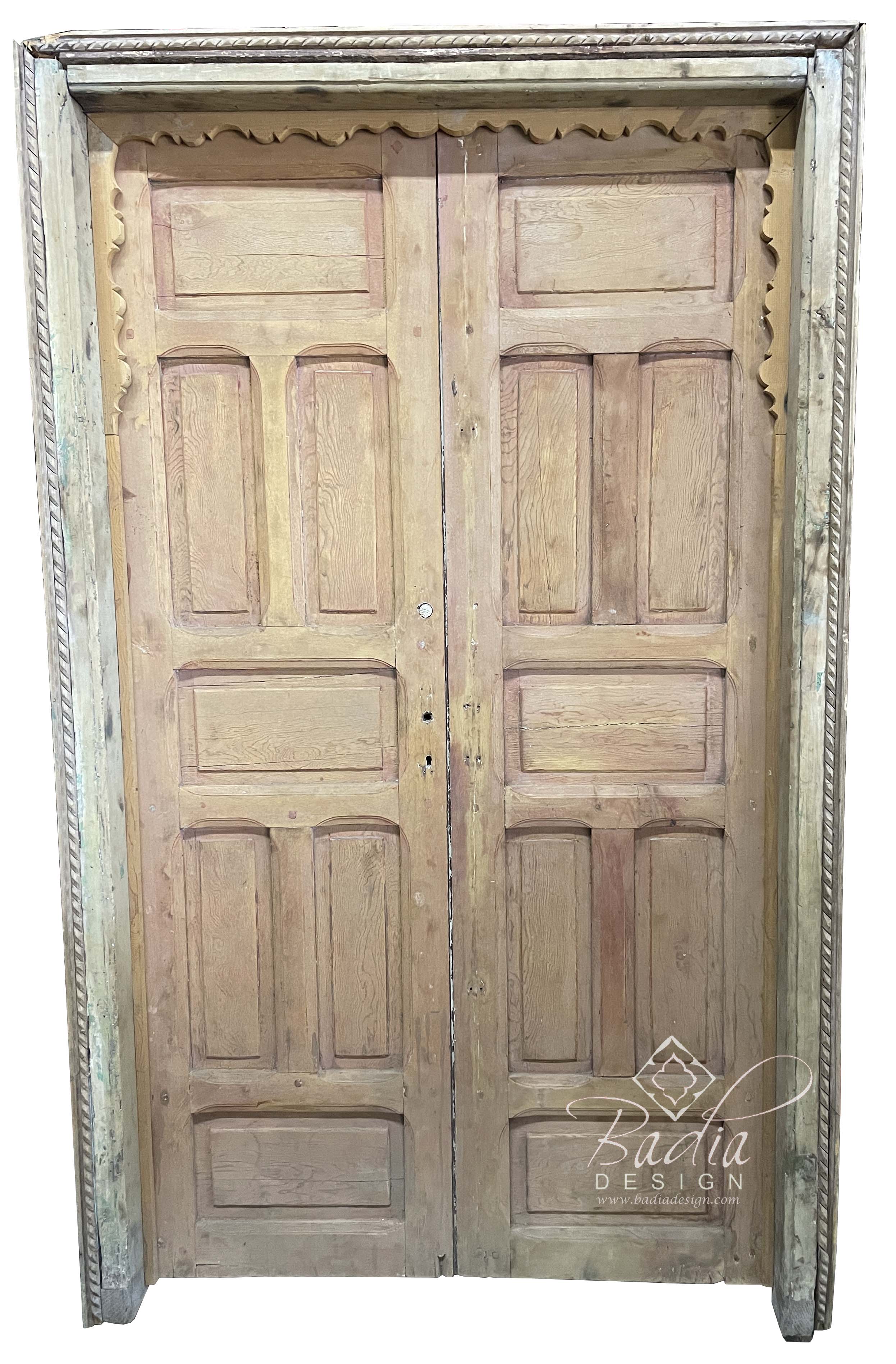 Vintage Hand Carved Wooden Door