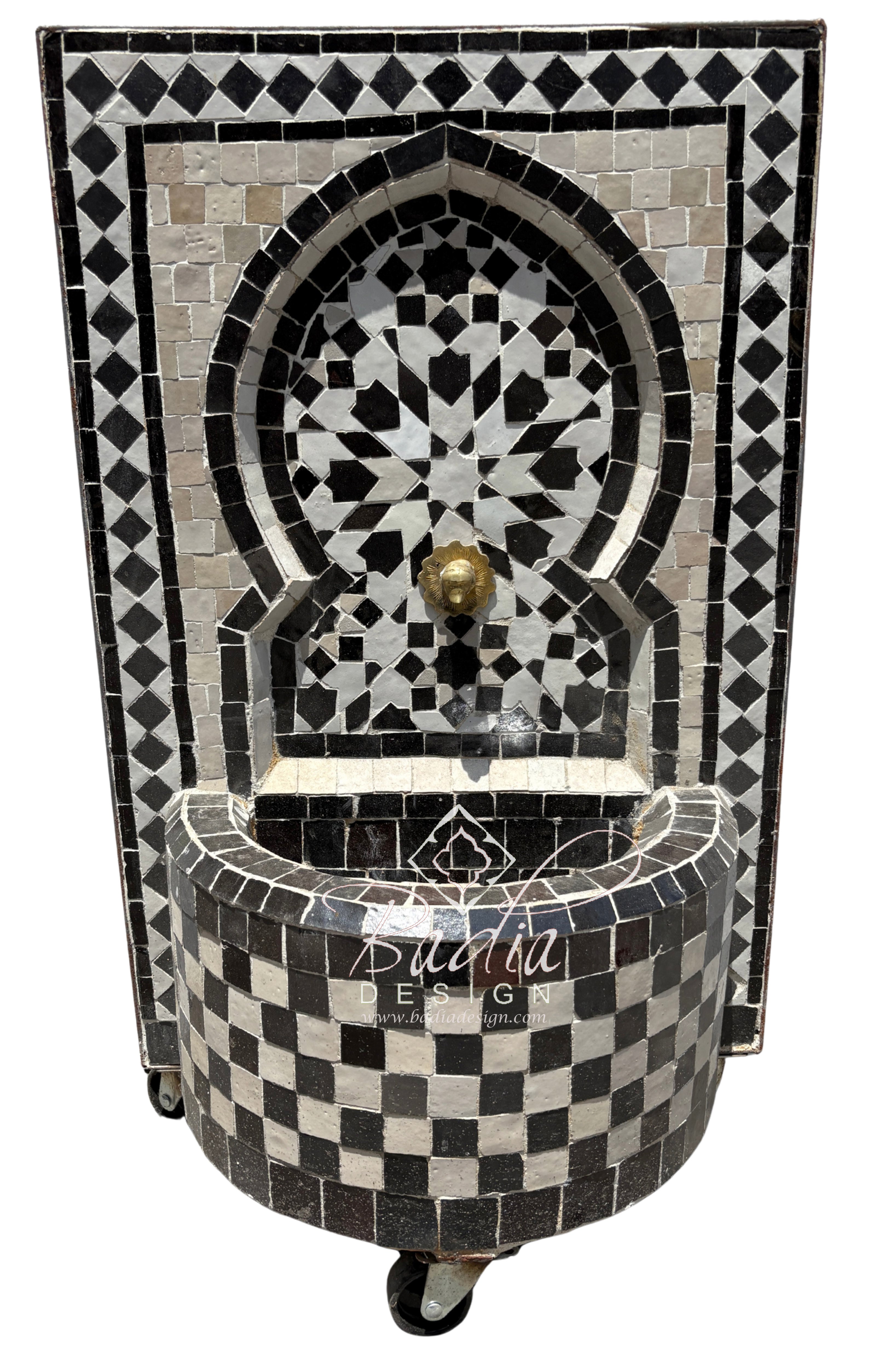 Small Brown and Beige Tile Water Fountain