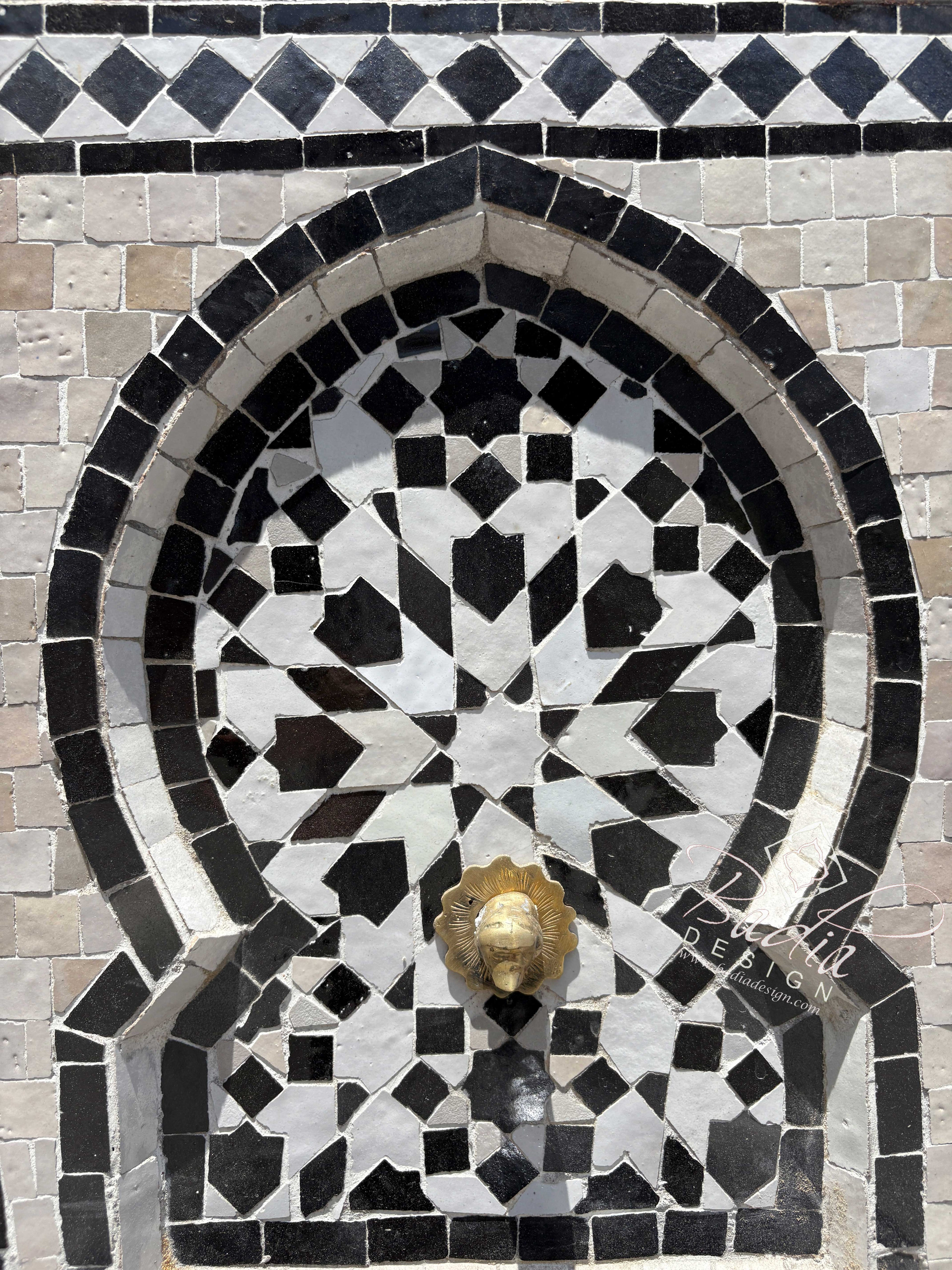 Small Brown and Beige Tile Water Fountain