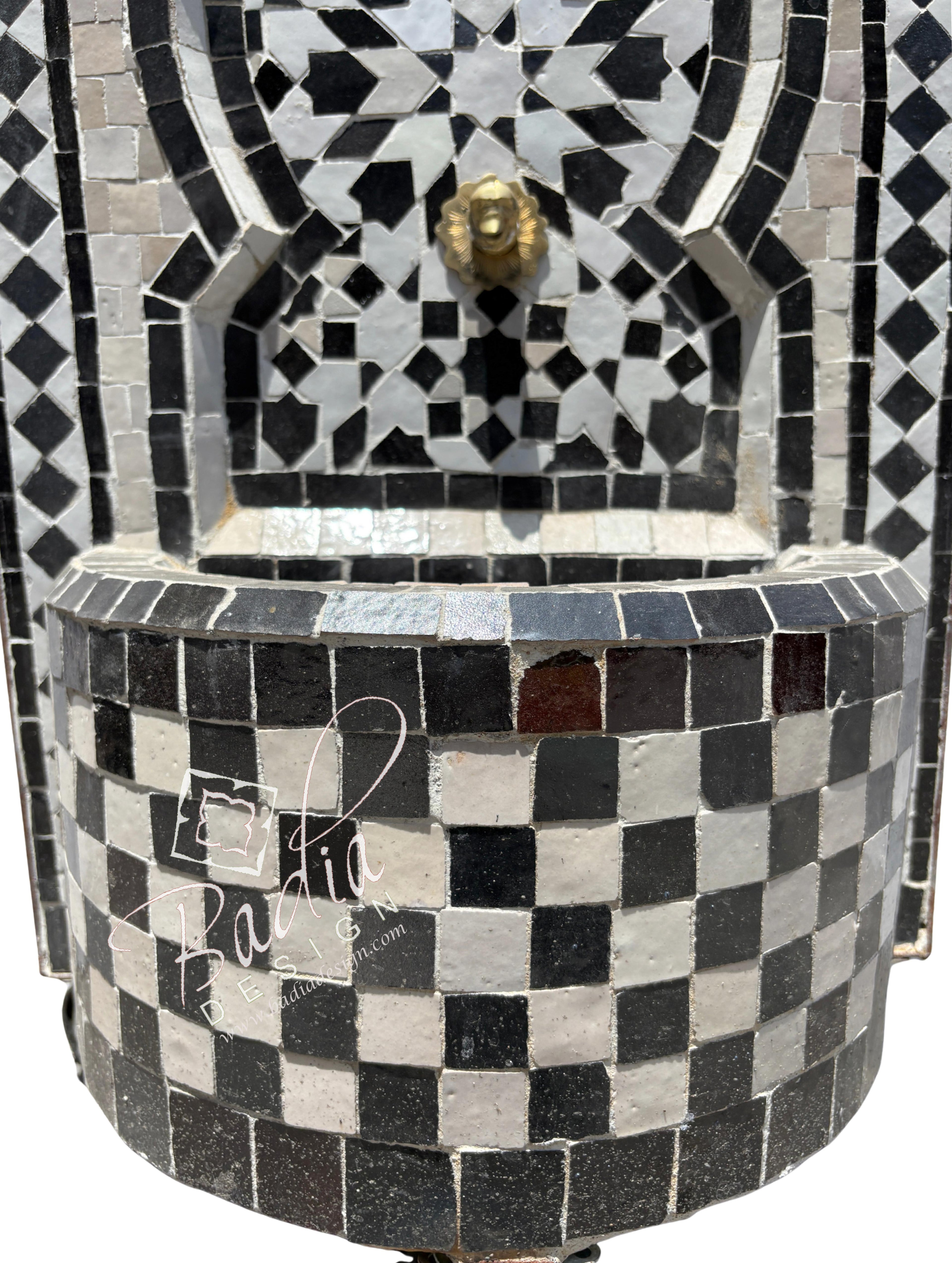 Small Brown and Beige Tile Water Fountain
