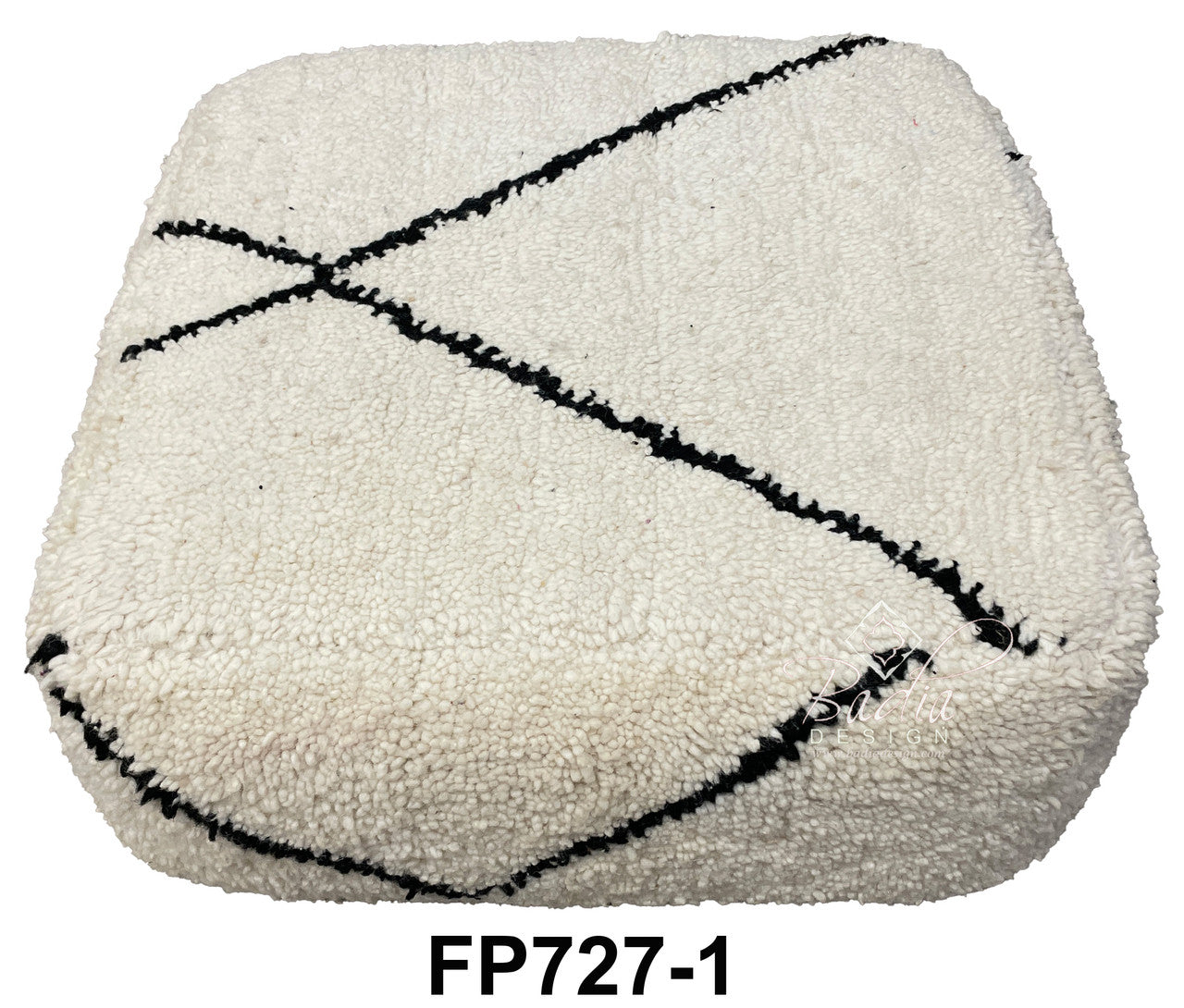 Off-White Square Shaggy Wool Ottoman