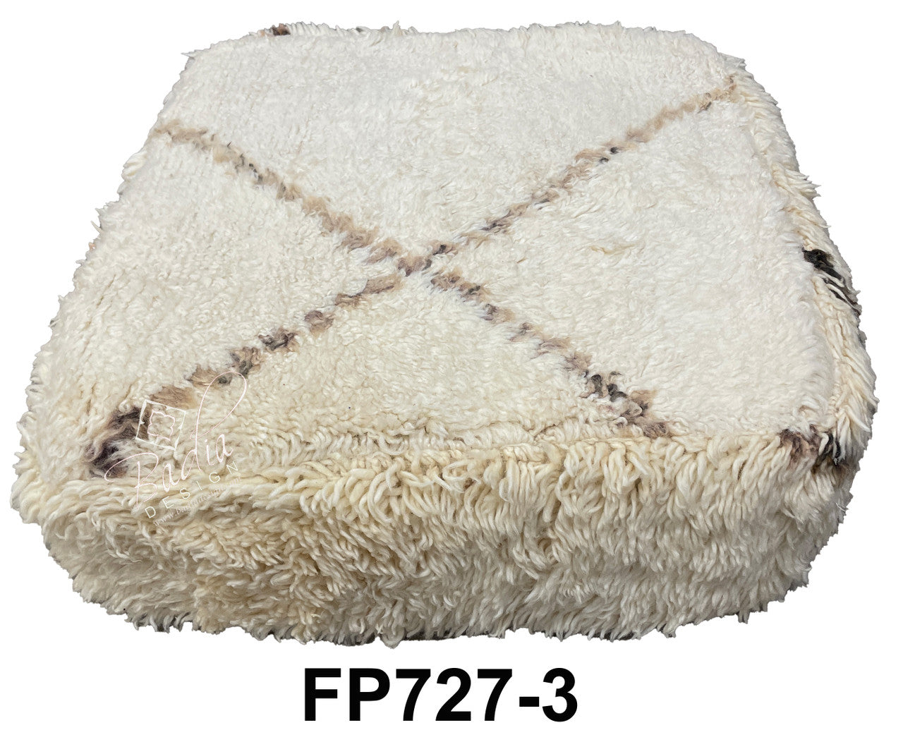 Off-White Square Shaggy Wool Ottoman