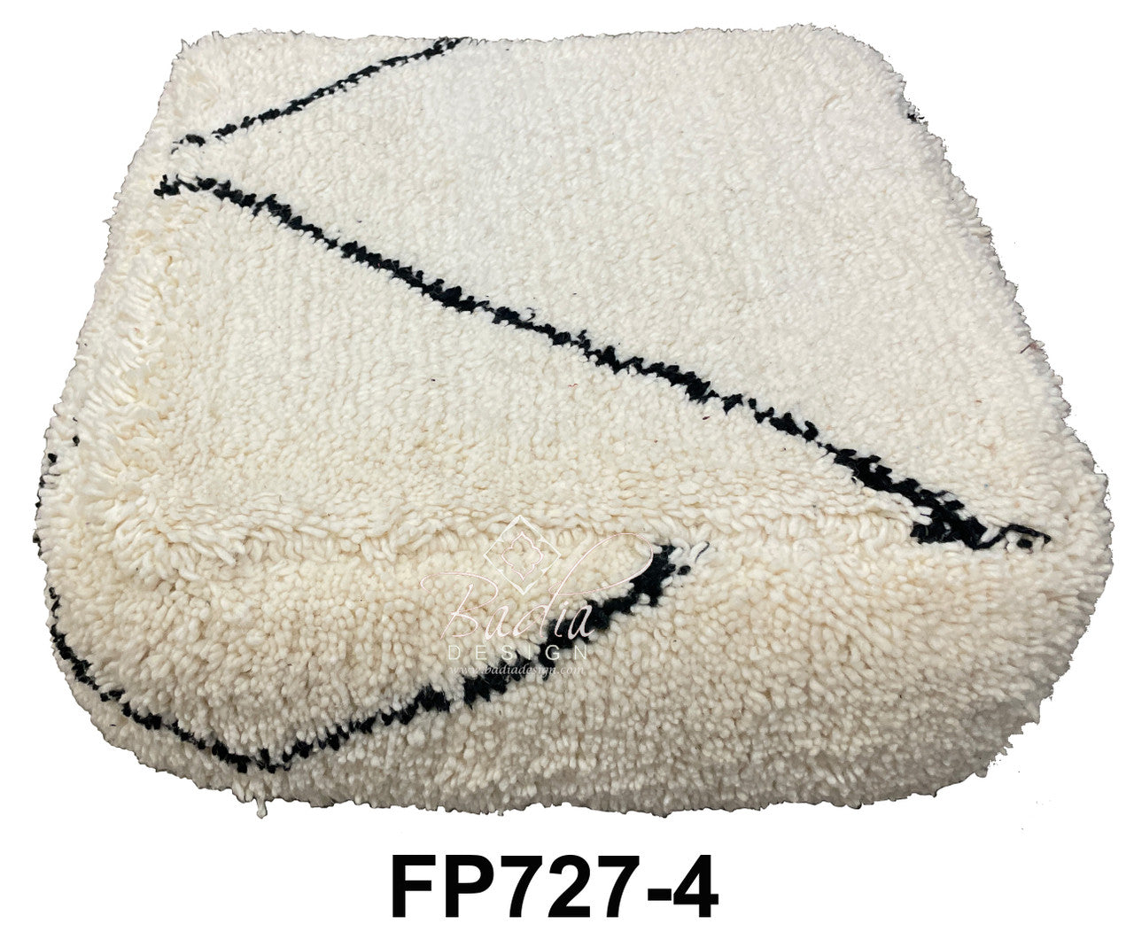 Off-White Square Shaggy Wool Ottoman
