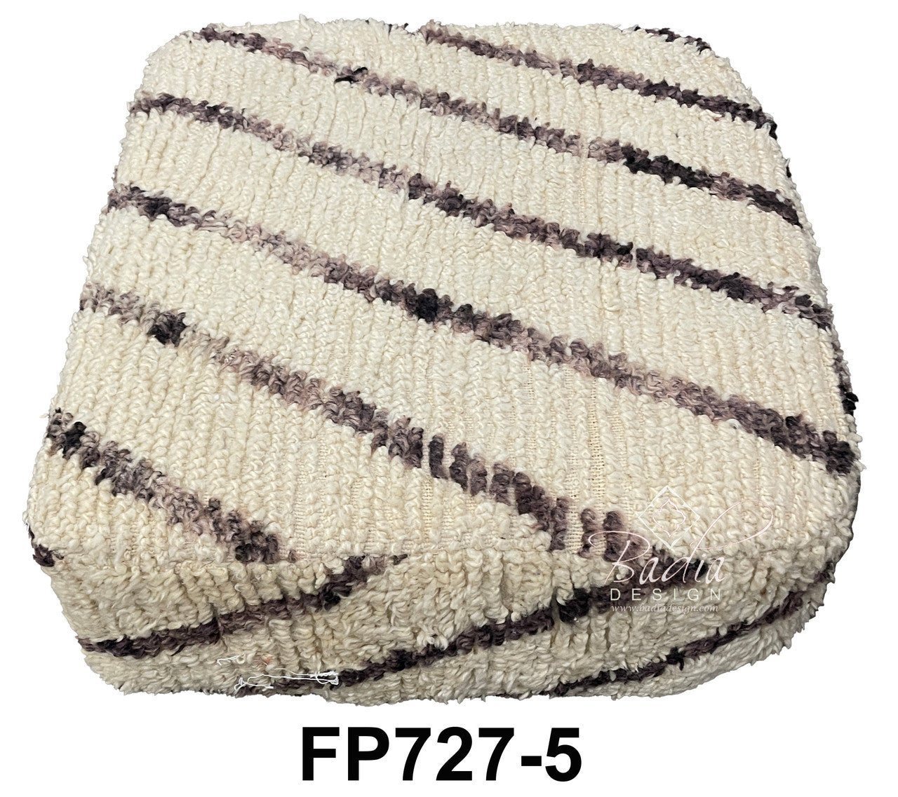 Off-White Square Shaggy Wool Ottoman