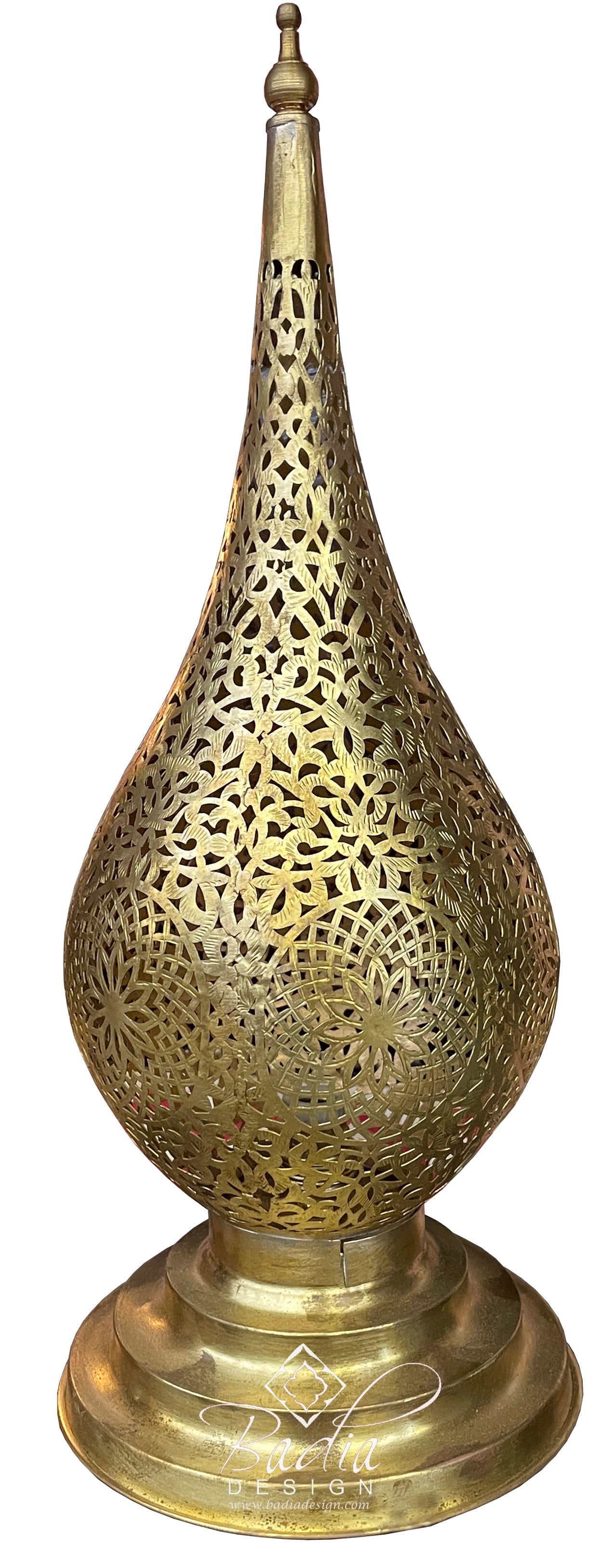 Tall Intricately Designed Brass Floor Lantern