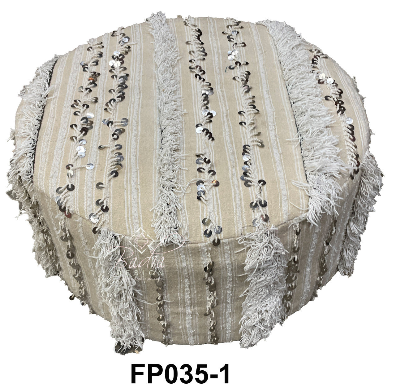 Square Wool Sequence Wedding Ottoman