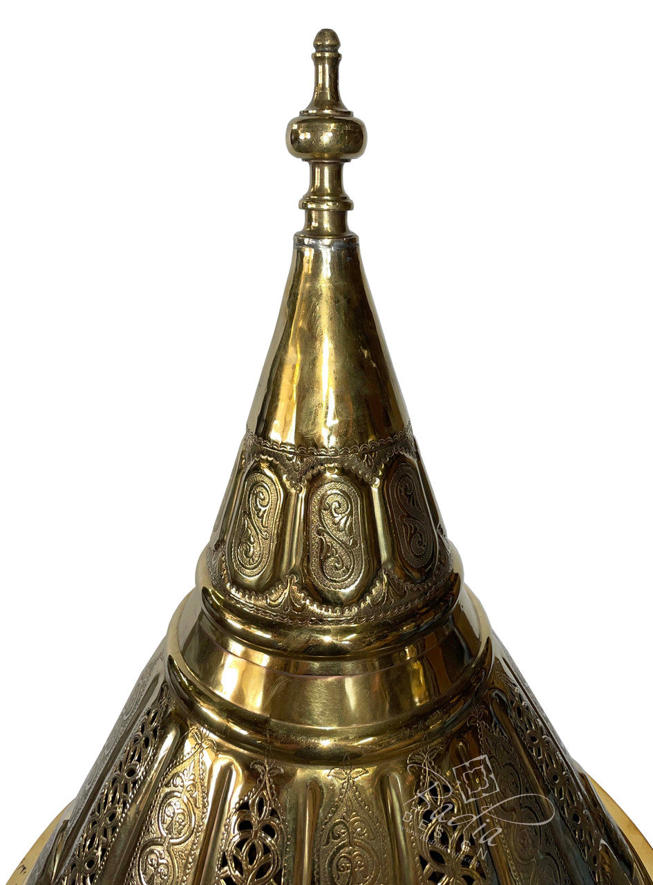 Large Hand Carved Brass Tajine