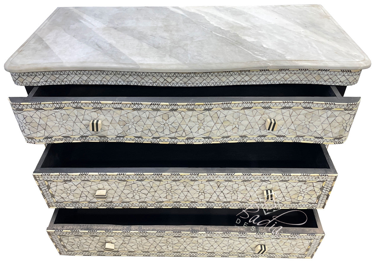 Mother of Pearl Dresser with Three Drawers