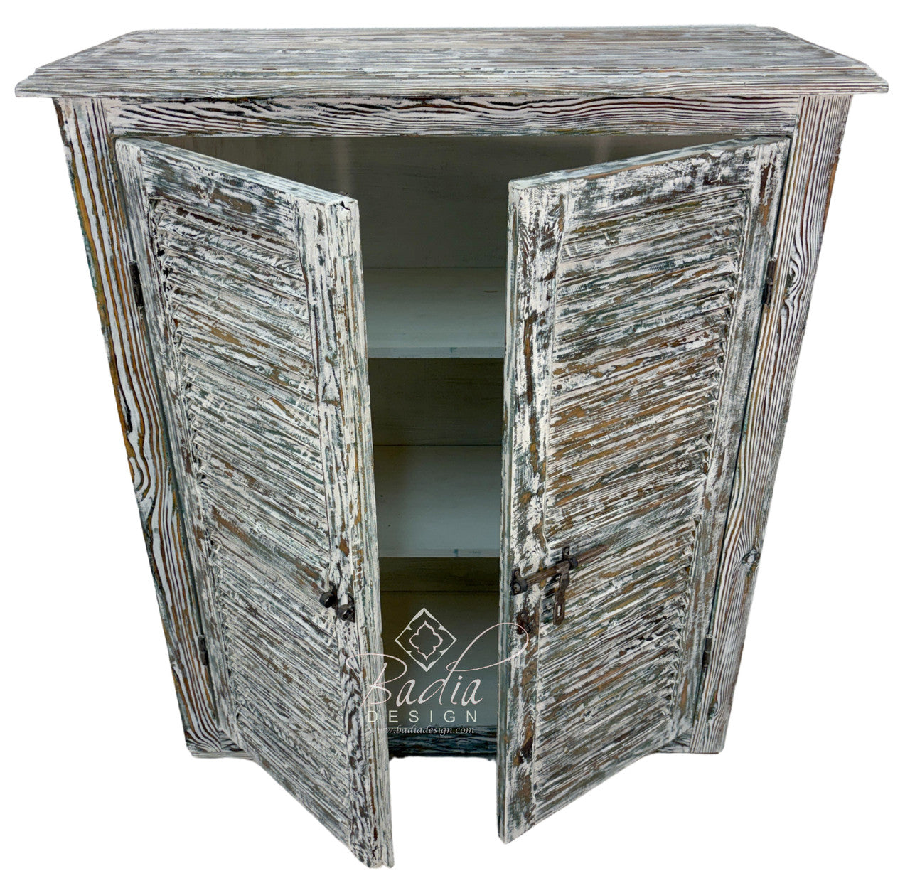 Handcrafted Moroccan Whitewash Cedar Wood Cabinet