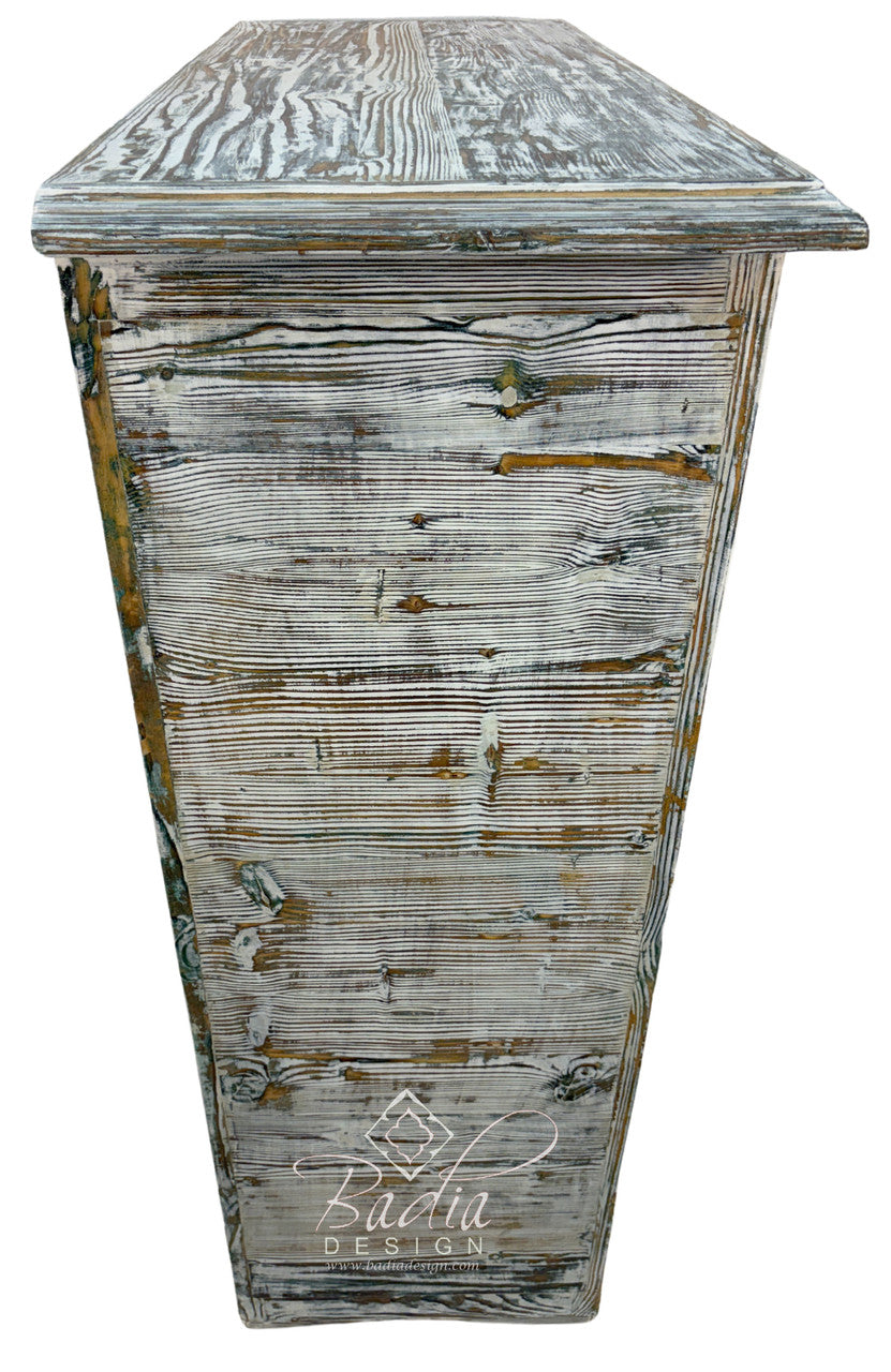 Handcrafted Moroccan Whitewash Cedar Wood Cabinet