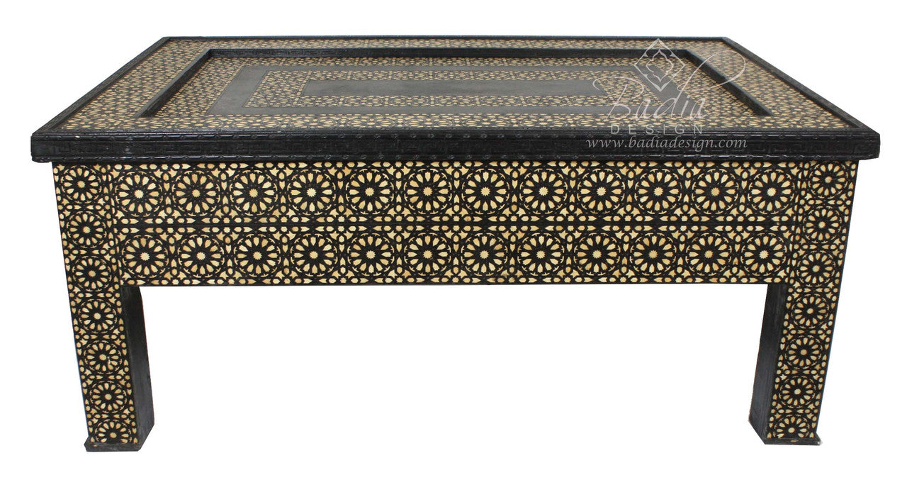 Large Wooden Camel Bone Inlay Table