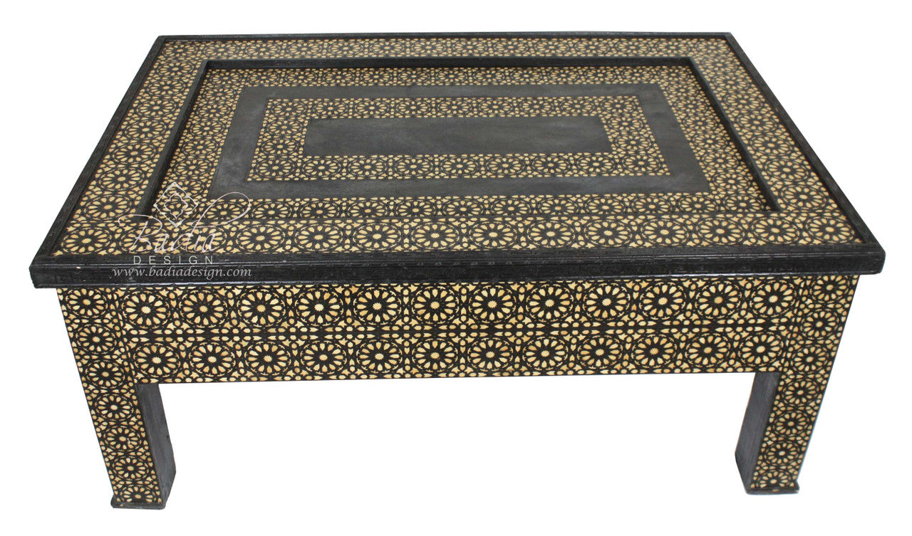 Large Wooden Camel Bone Inlay Table