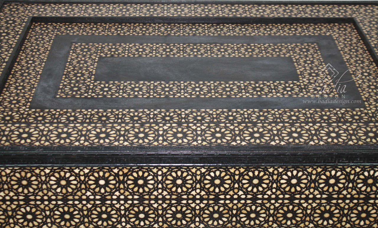 Large Wooden Camel Bone Inlay Table