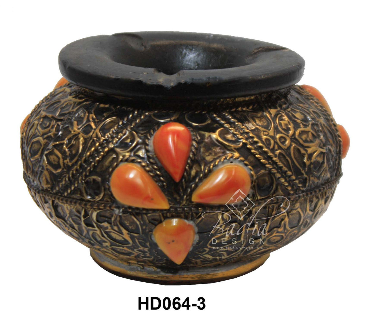 Embossed Metal and Bone Ashtray