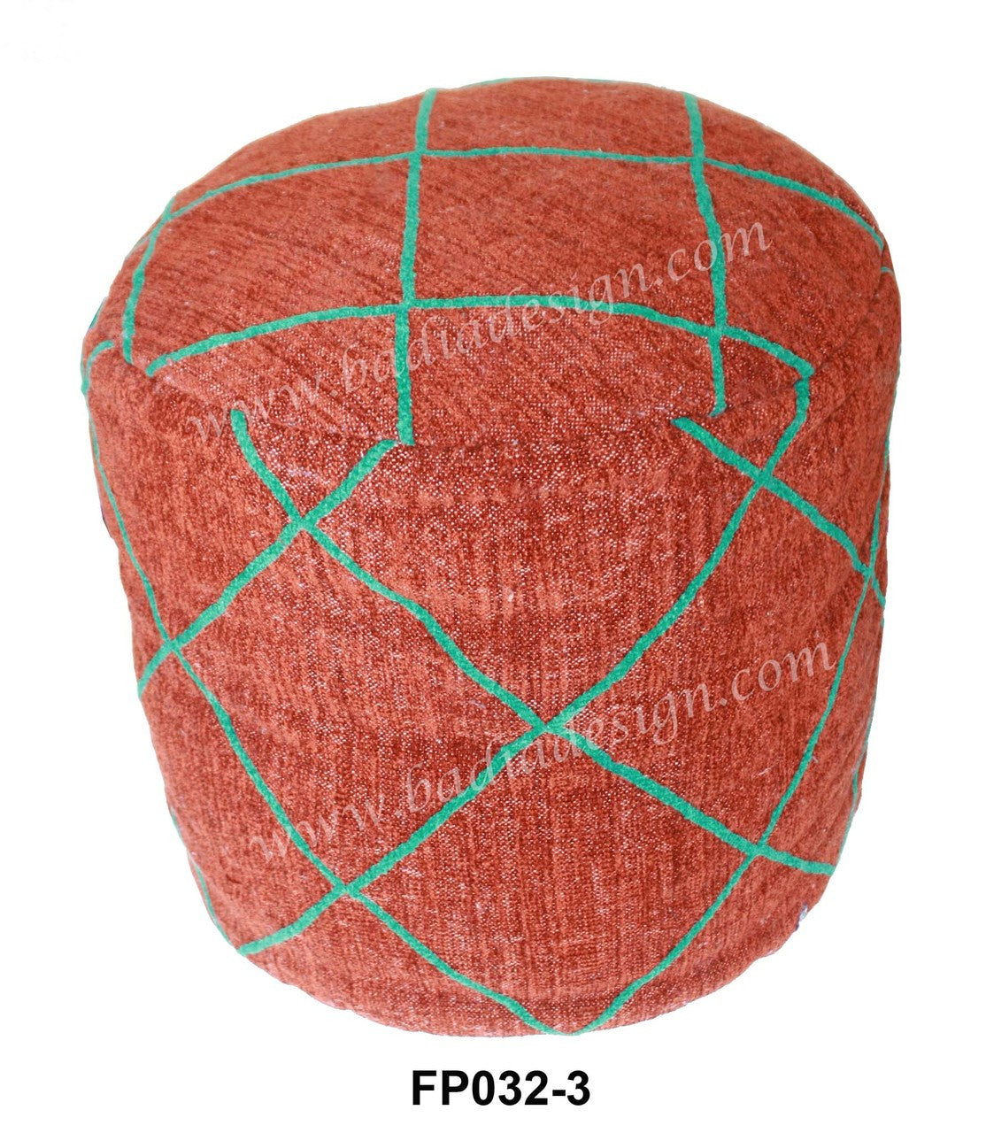 Multi-Color Wool Embroidered Fabric Pouf