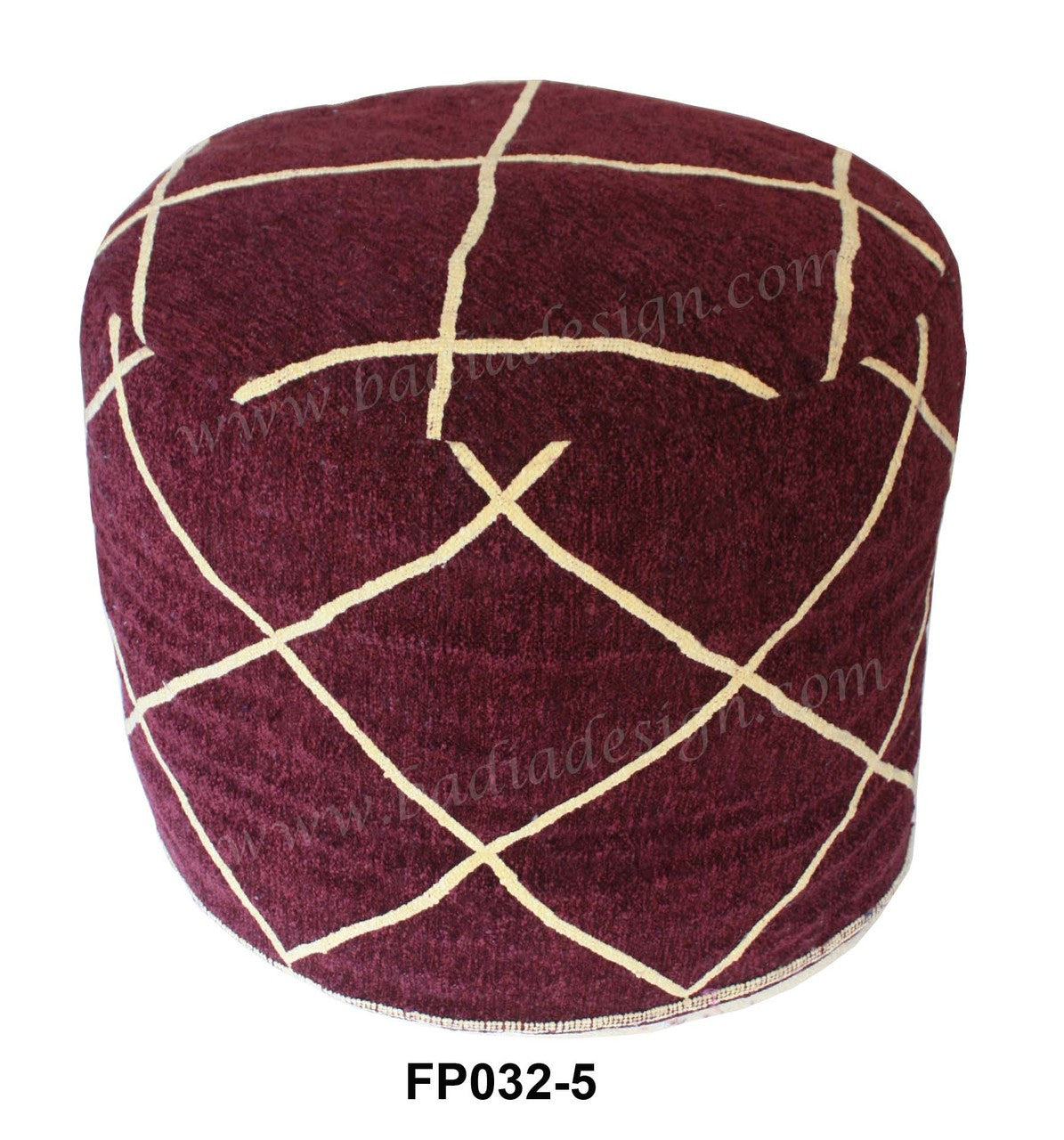 Multi-Color Wool Embroidered Fabric Pouf