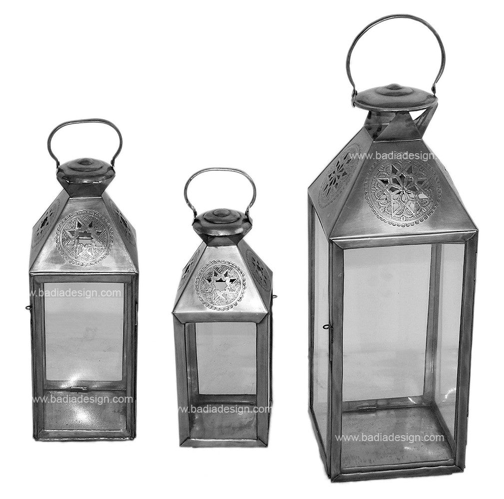 Silver Lantern with Clear Glass