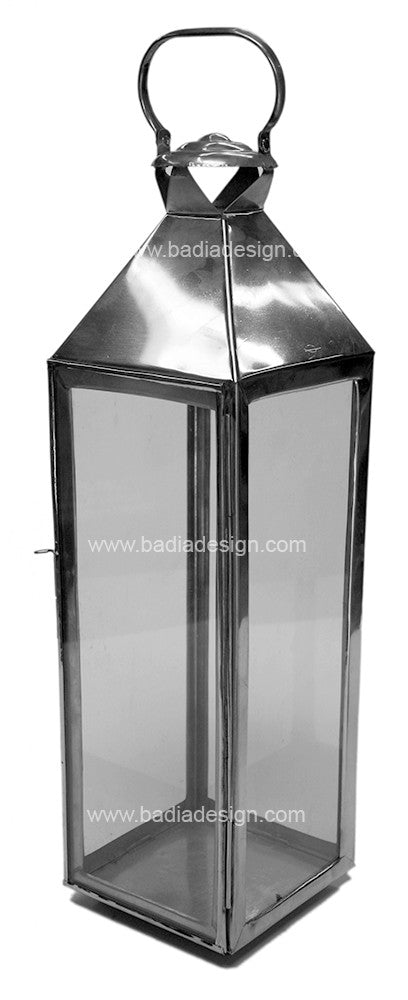 Silver Lantern with Clear Glass