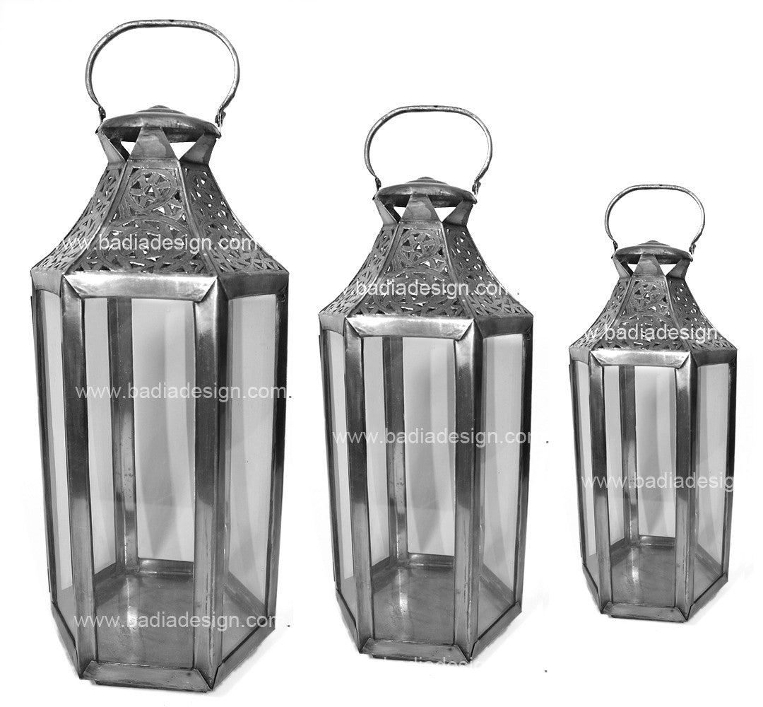 Silver Lanterns with Clear Glass