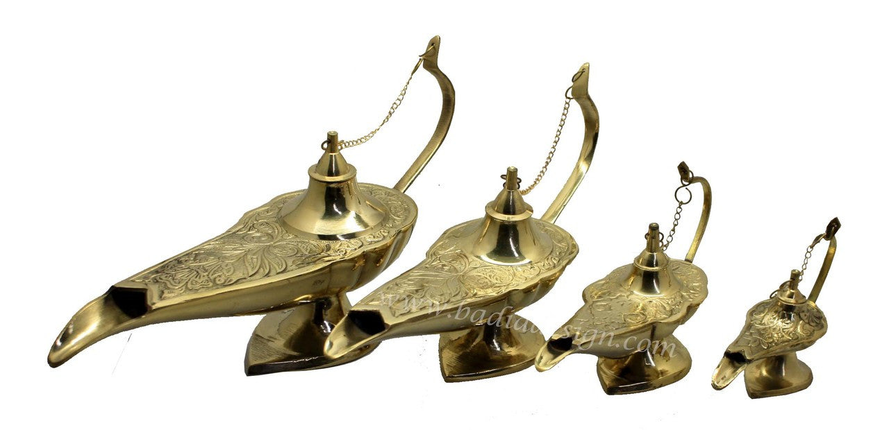 Hand Carved Brass Aladdin Genie Lamp