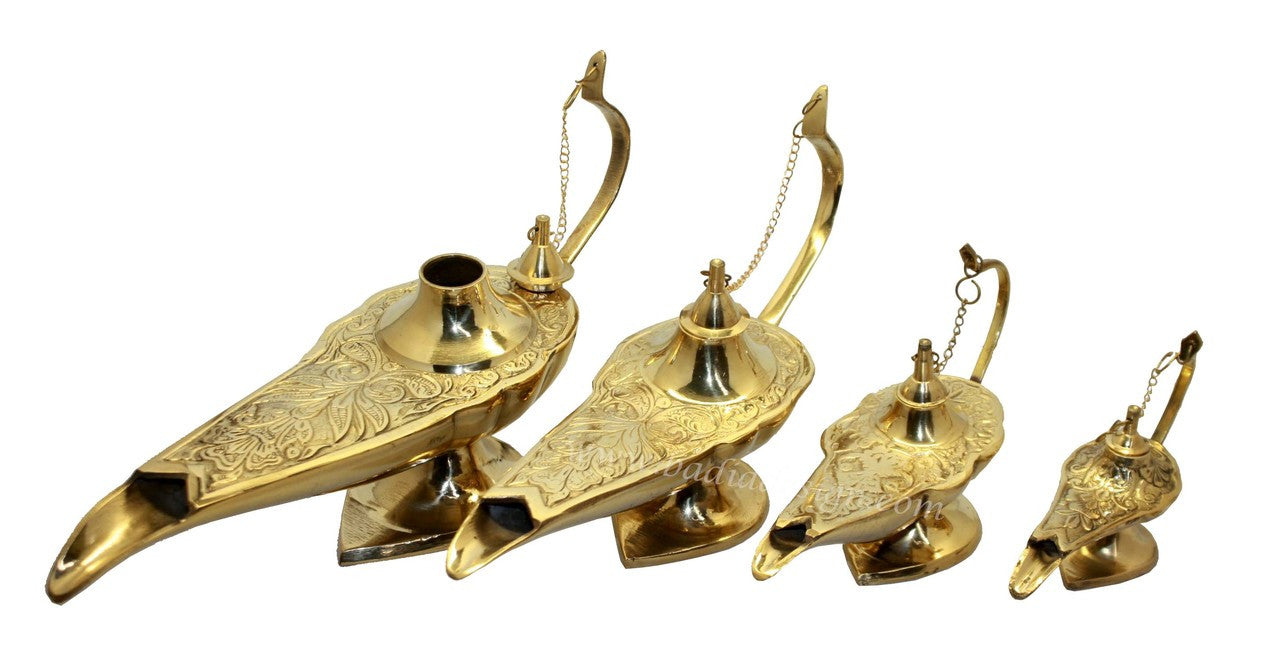 Hand Carved Brass Aladdin Genie Lamp