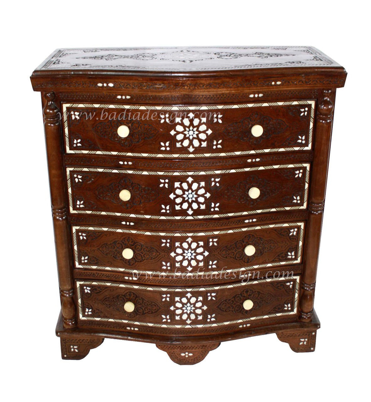 Large Carved Wood Bone Inlay Dresser