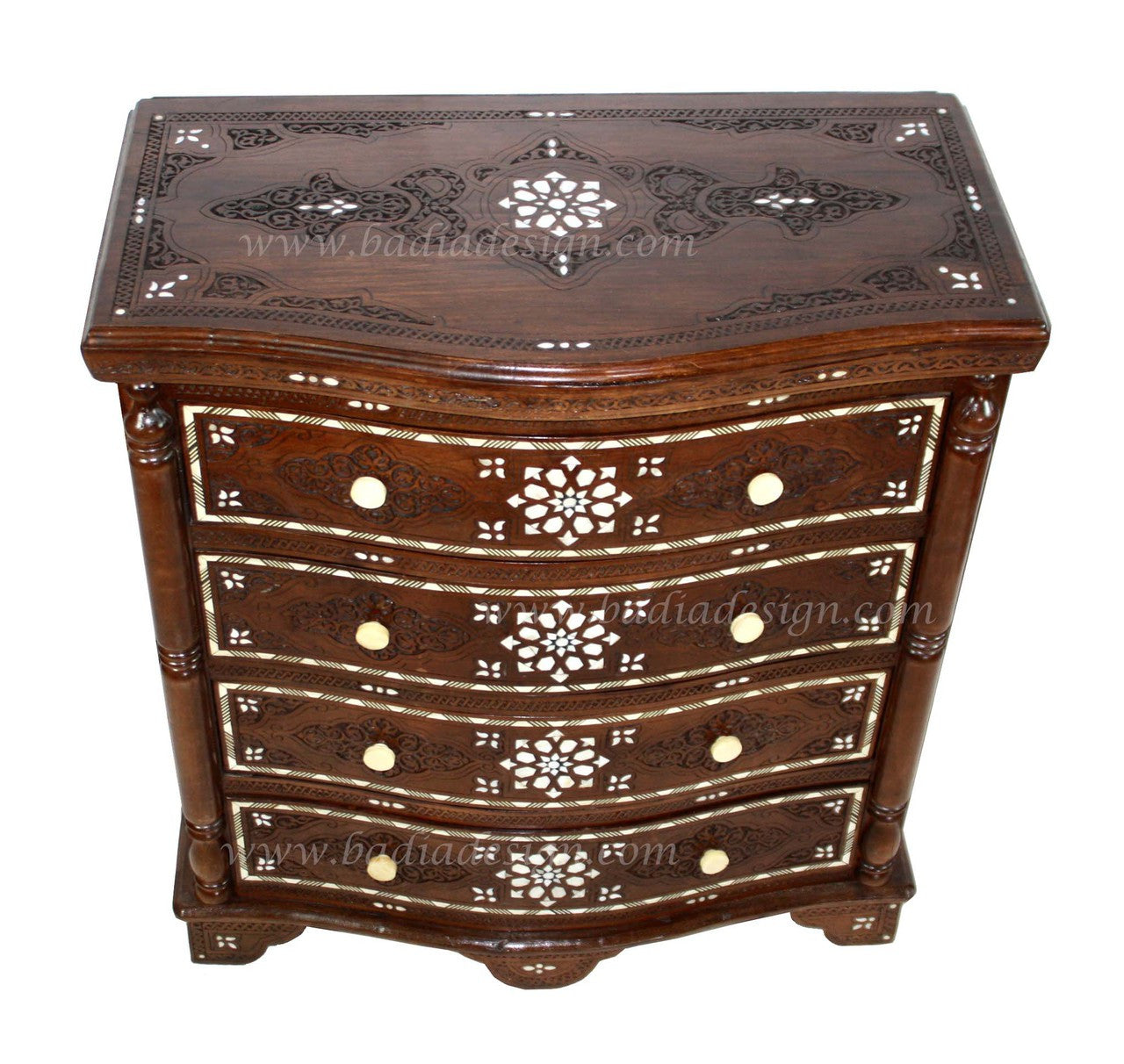 Large Carved Wood Bone Inlay Dresser
