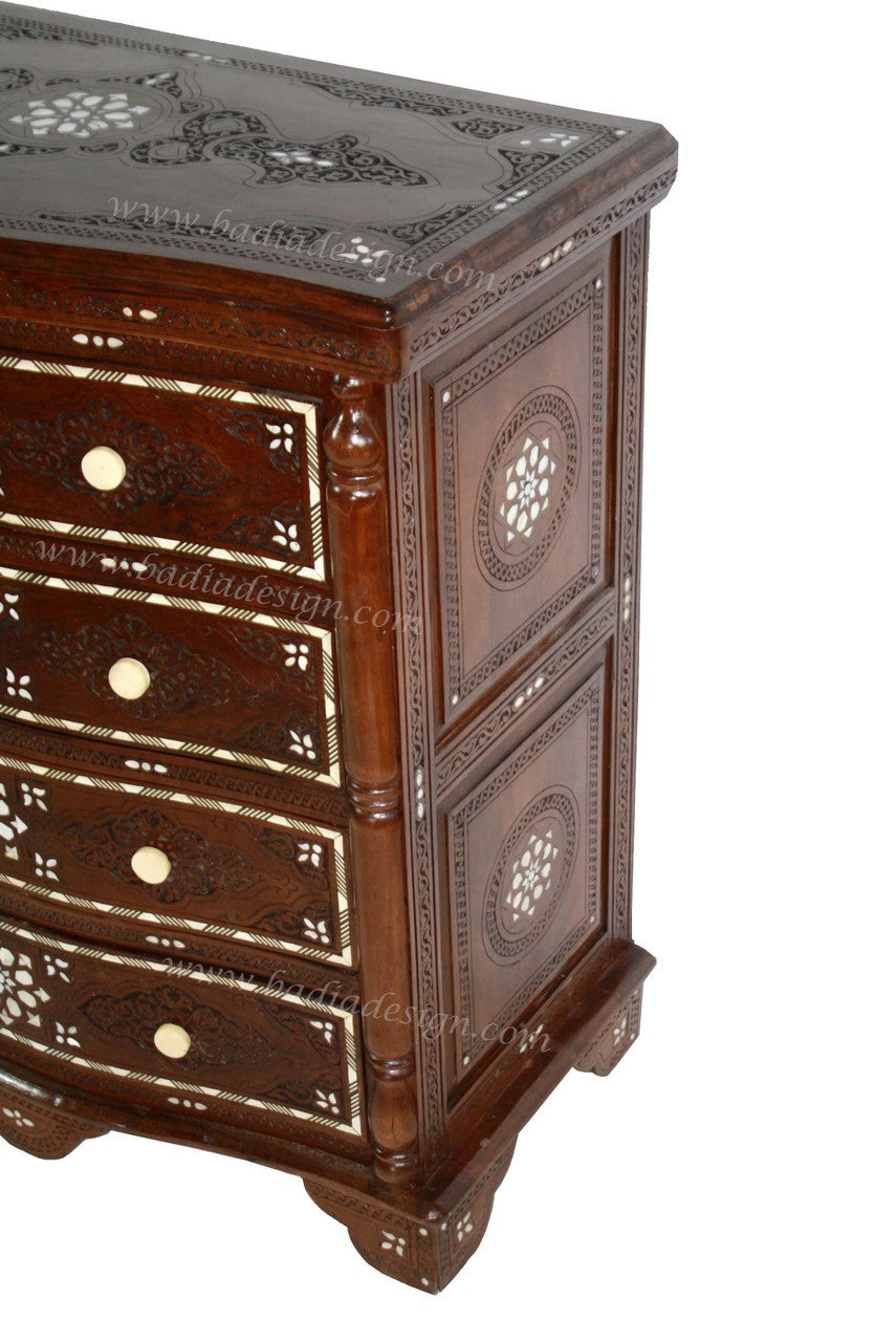 Large Carved Wood Bone Inlay Dresser