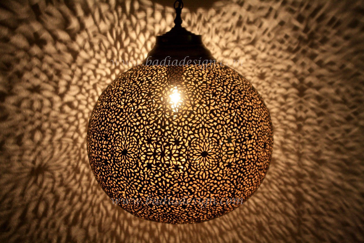 Hand Punched Hanging Brass Ball Lantern