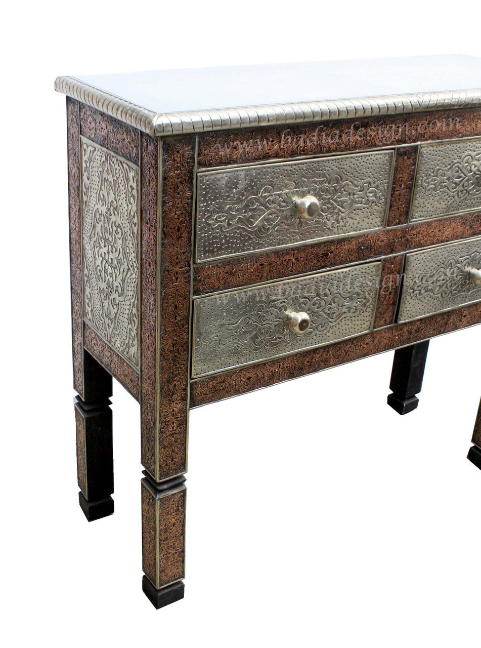 Embossed Nickel and Brass Cabinet