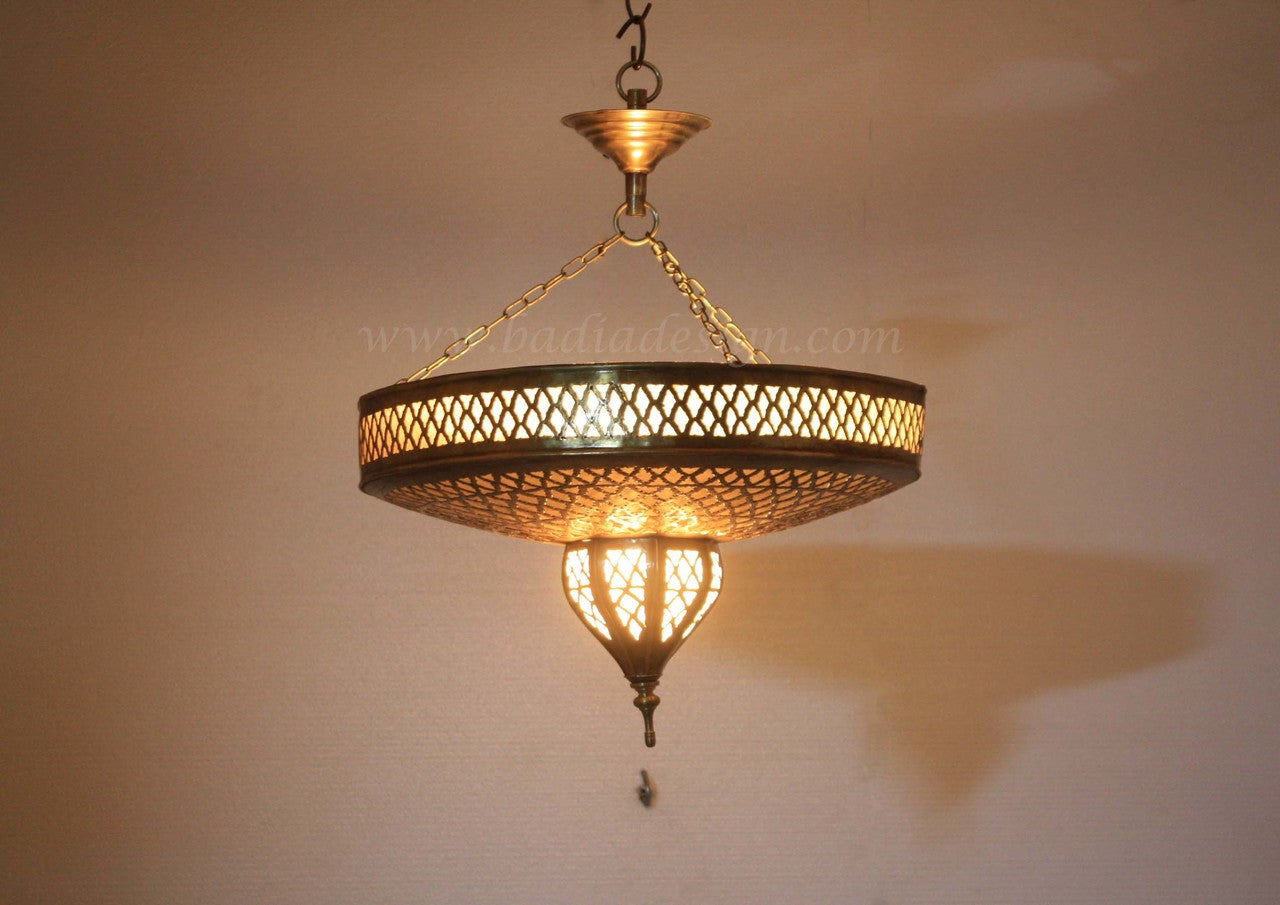 Brass Chandelier with Soft White Film Paper