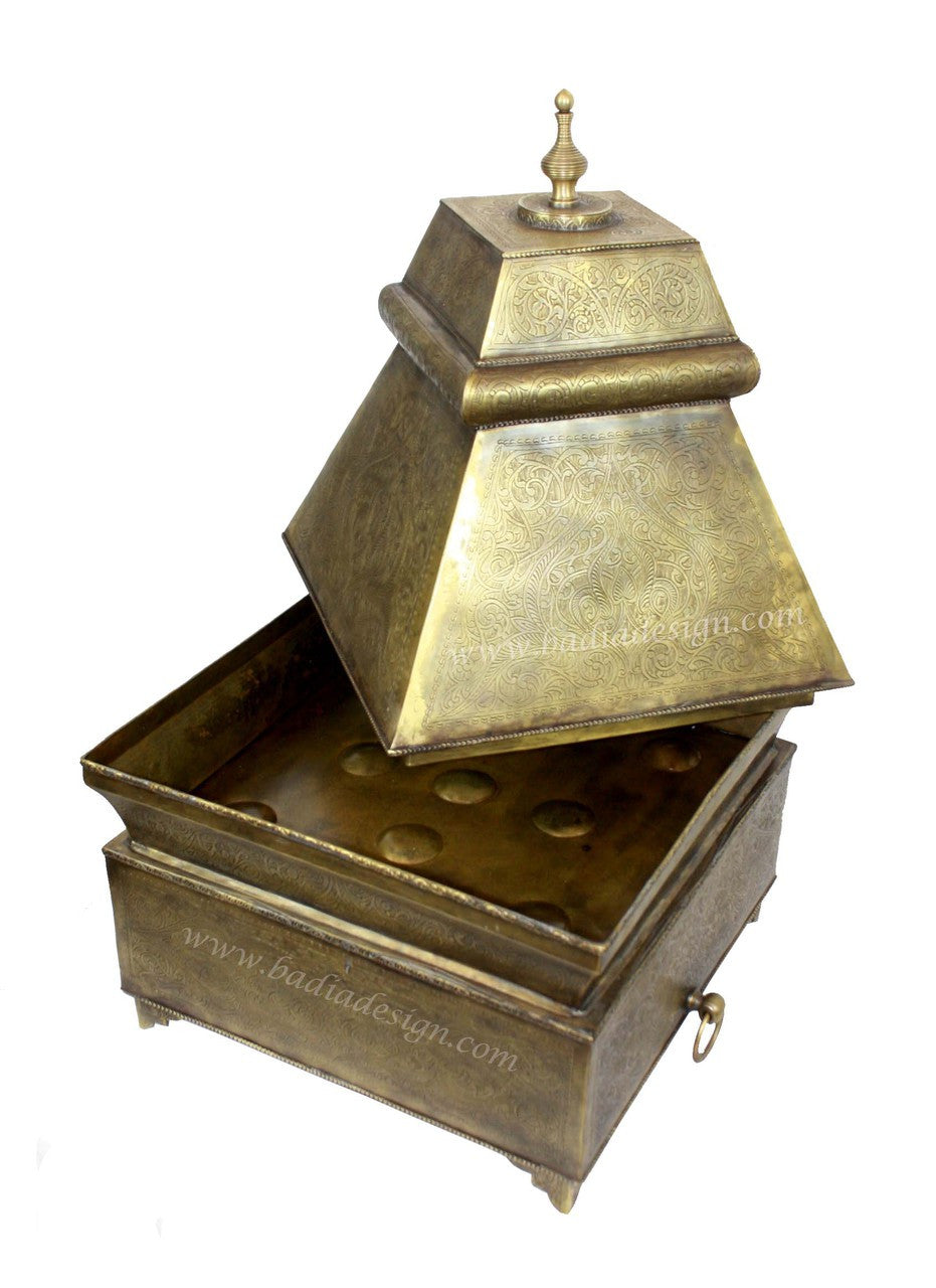 Embossed Decorative Brass Container