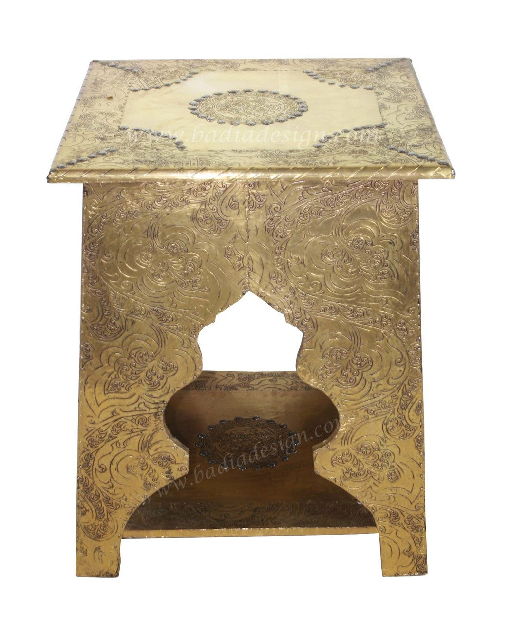 Cedar Carved Brass Embossed Table