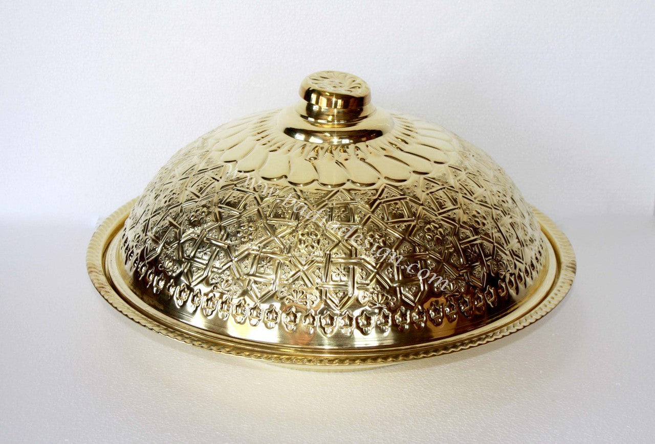 Embossed Brass and Silver Plated Platter with Lid